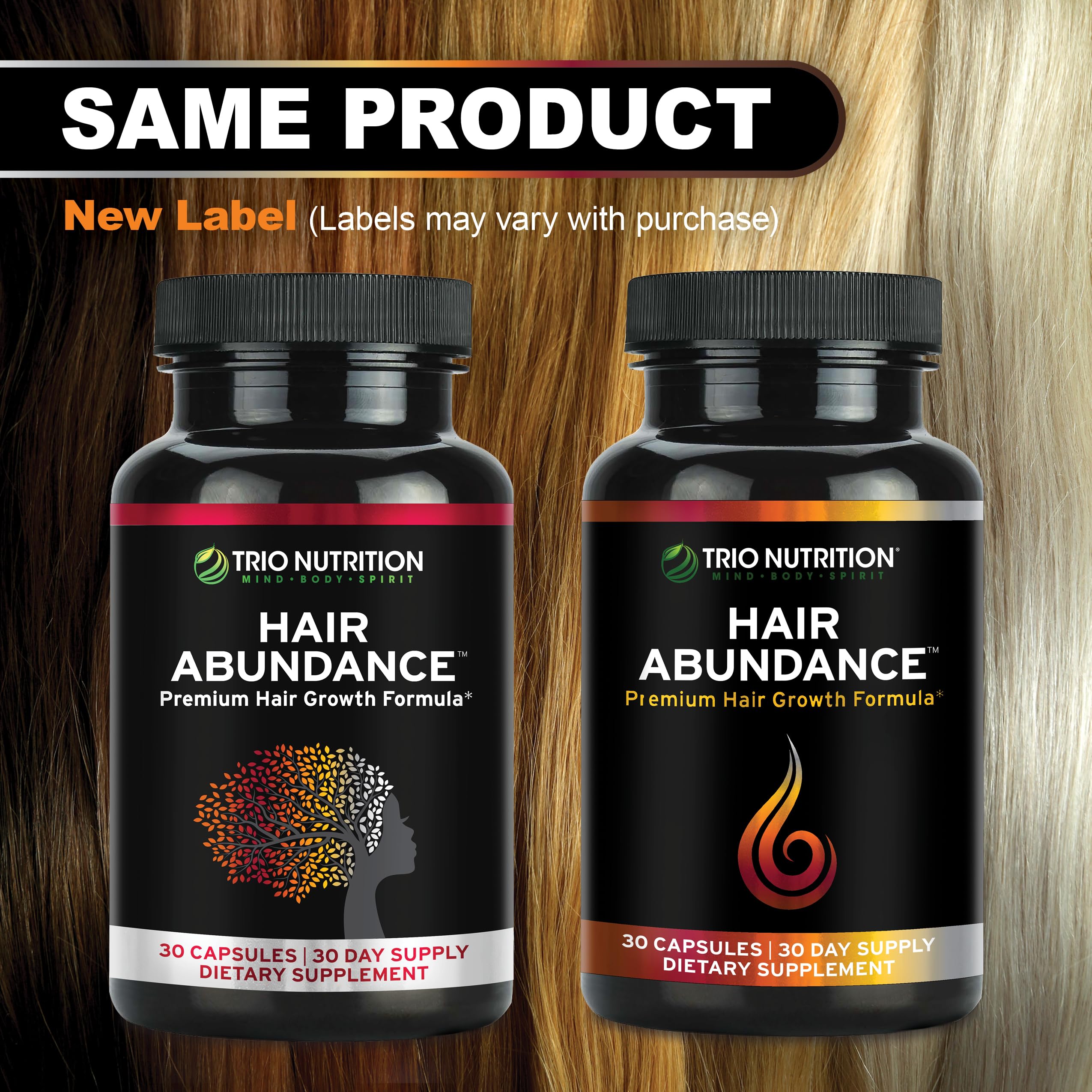 TRIO NUTRITION Hair Abundance Biotin Supplement lifestyle scene