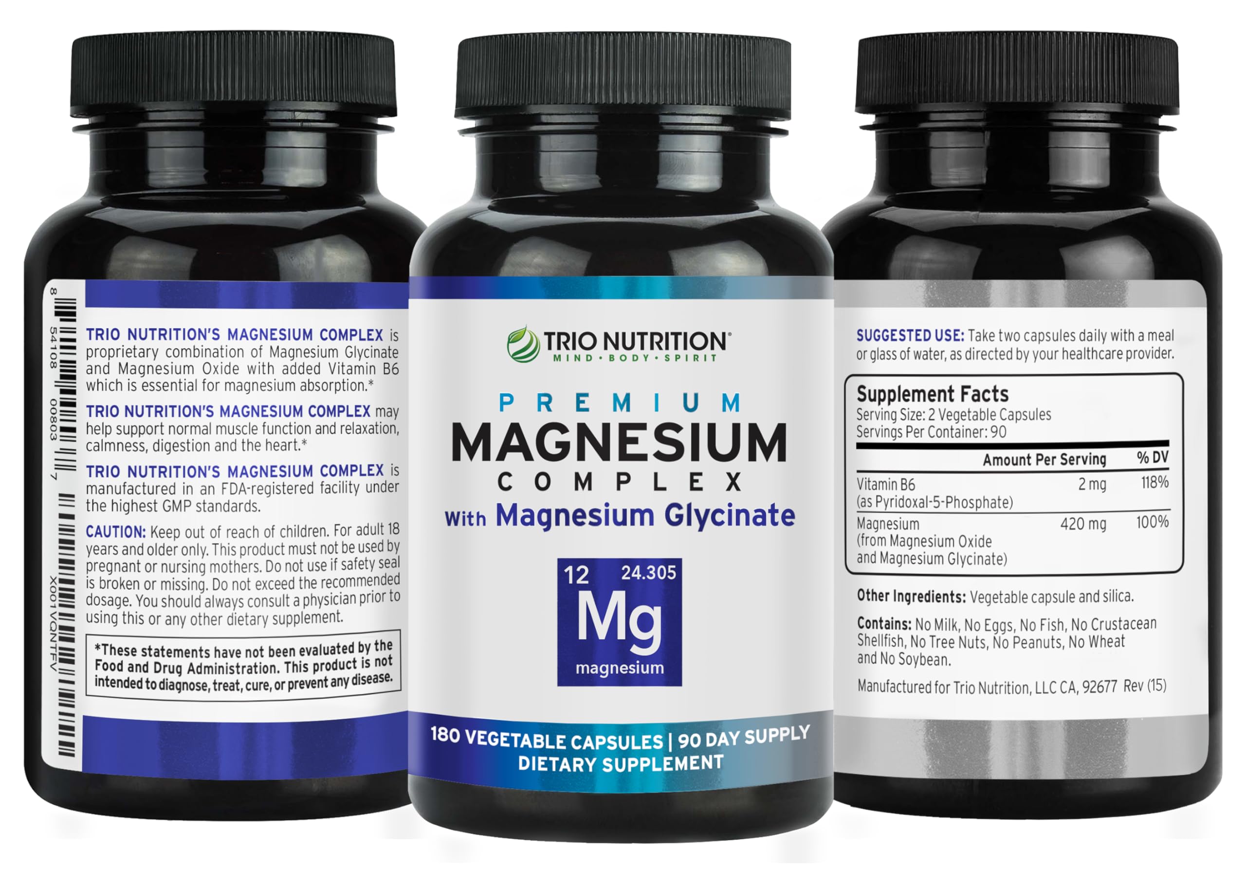 TRIO NUTRITION Magnesium Complex Capsules close-up of capsules