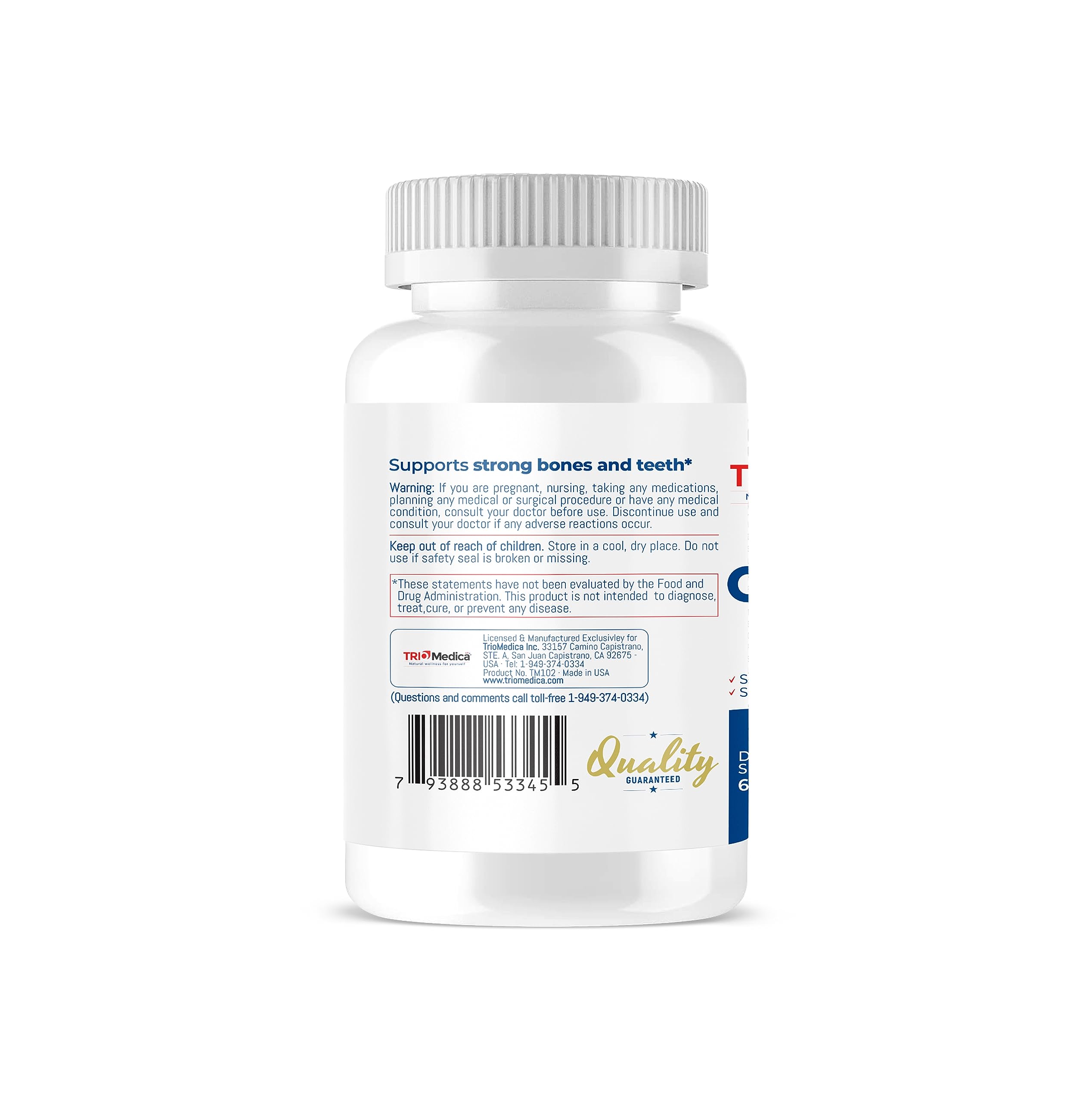 TRIOMEDICA Calcium Supplement on a wooden table