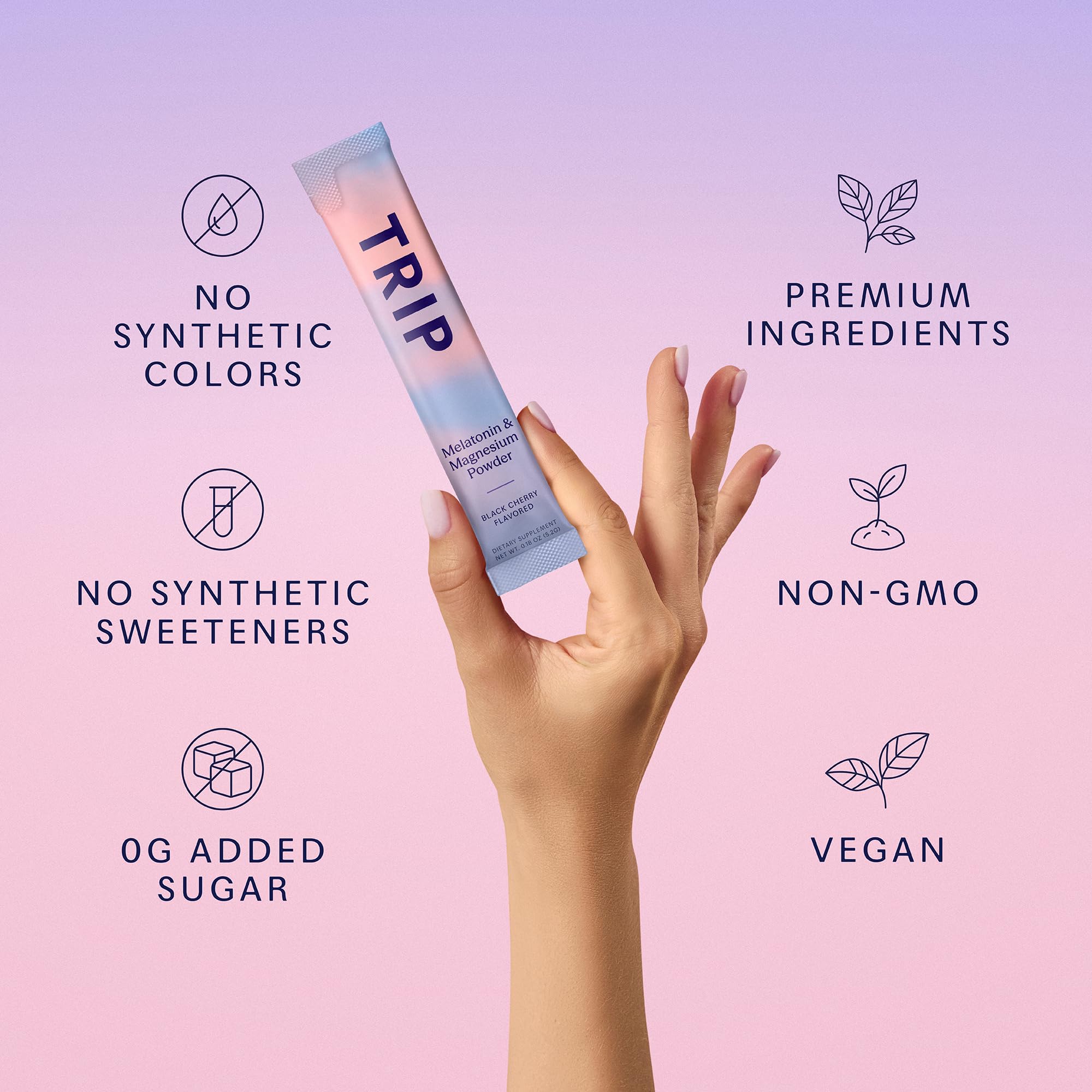 TRIP Dream Powder Sleep Drink sachets with ingredients