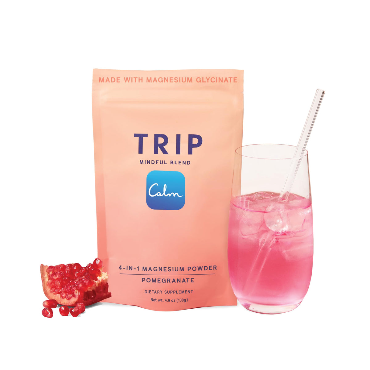 TRIP Magnesium Powder 150g front view with pomegranate orange blossom flavour