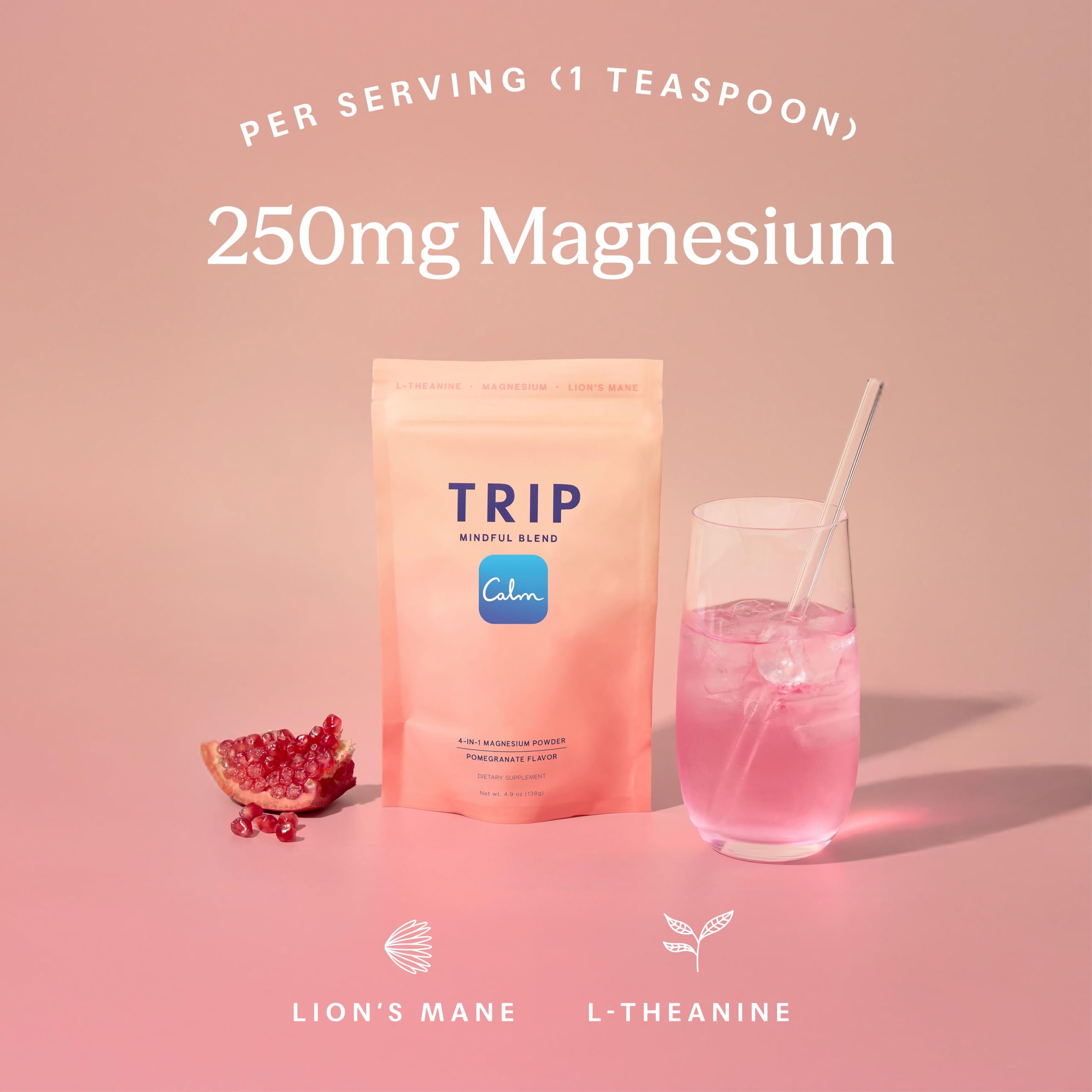 TRIP Magnesium Powder 150g in a glass of water with a spoon
