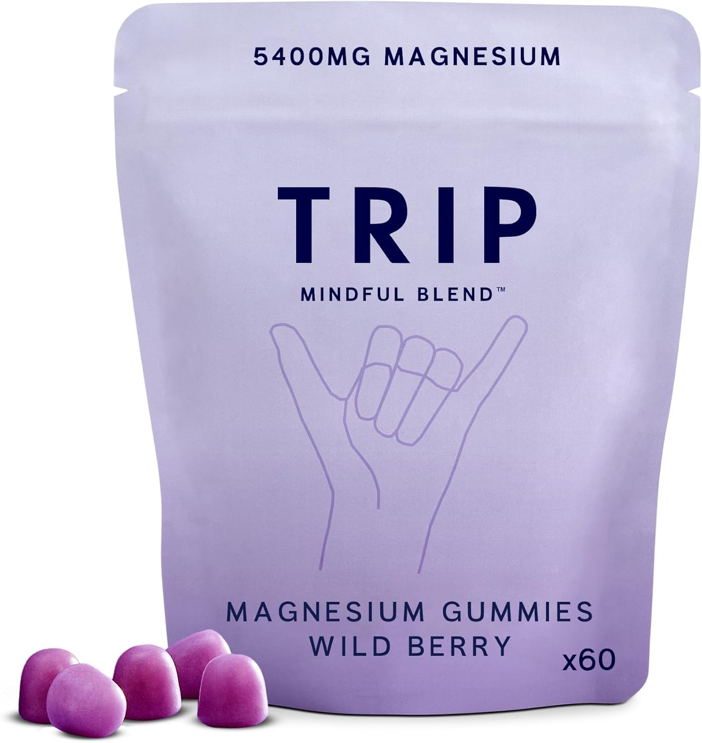 TRIP Wild Berry Magnesium Gummies front view with packaging