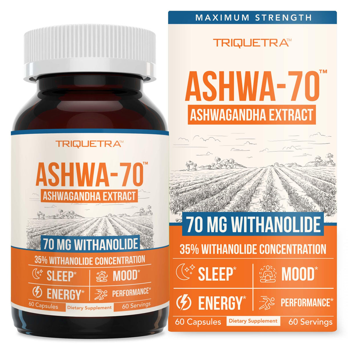 Triquetra Health Ashwagandha Capsules 70mg front view