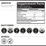 Triquetra Health Barley Grass Juice Powder 150g in a glass