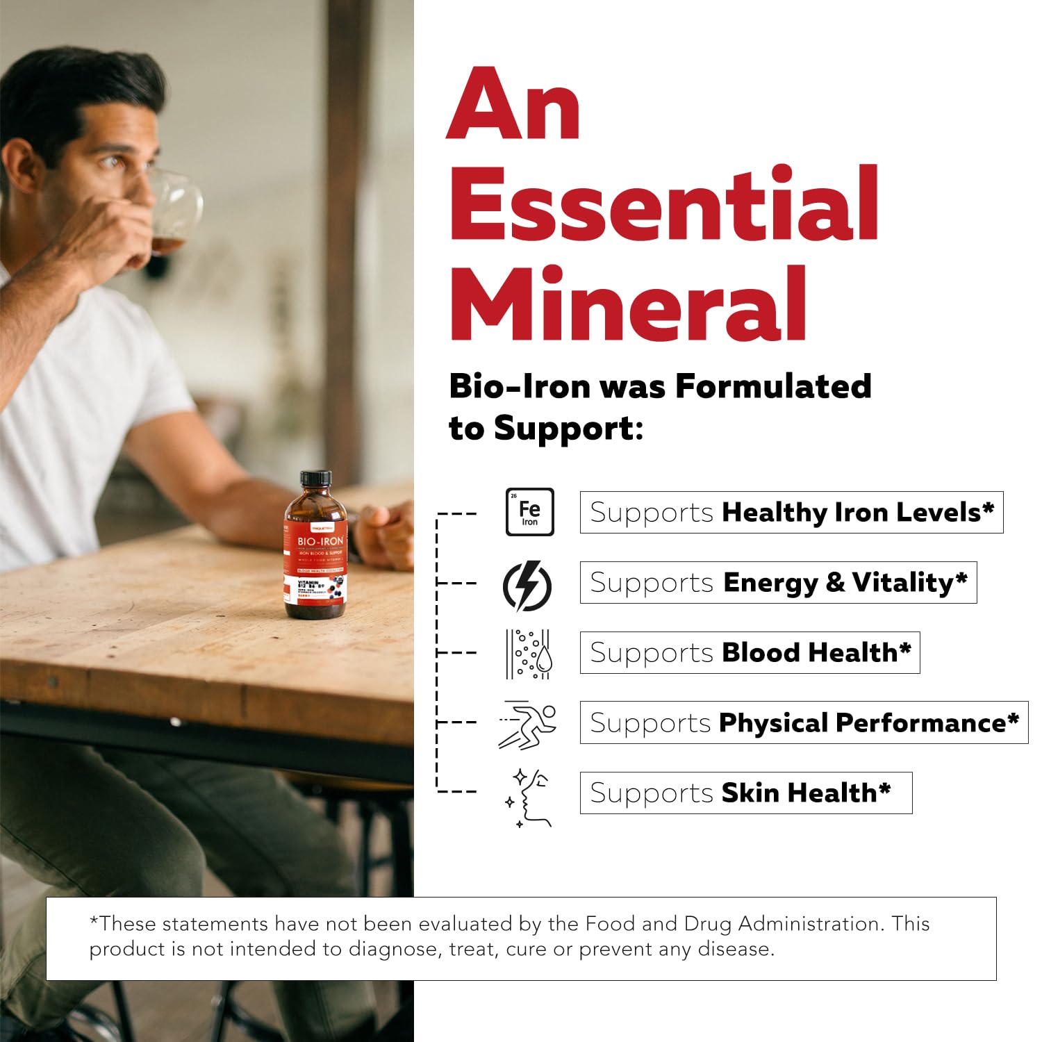 Triquetra Health Bio-Iron Liquid Iron Supplement on a kitchen counter