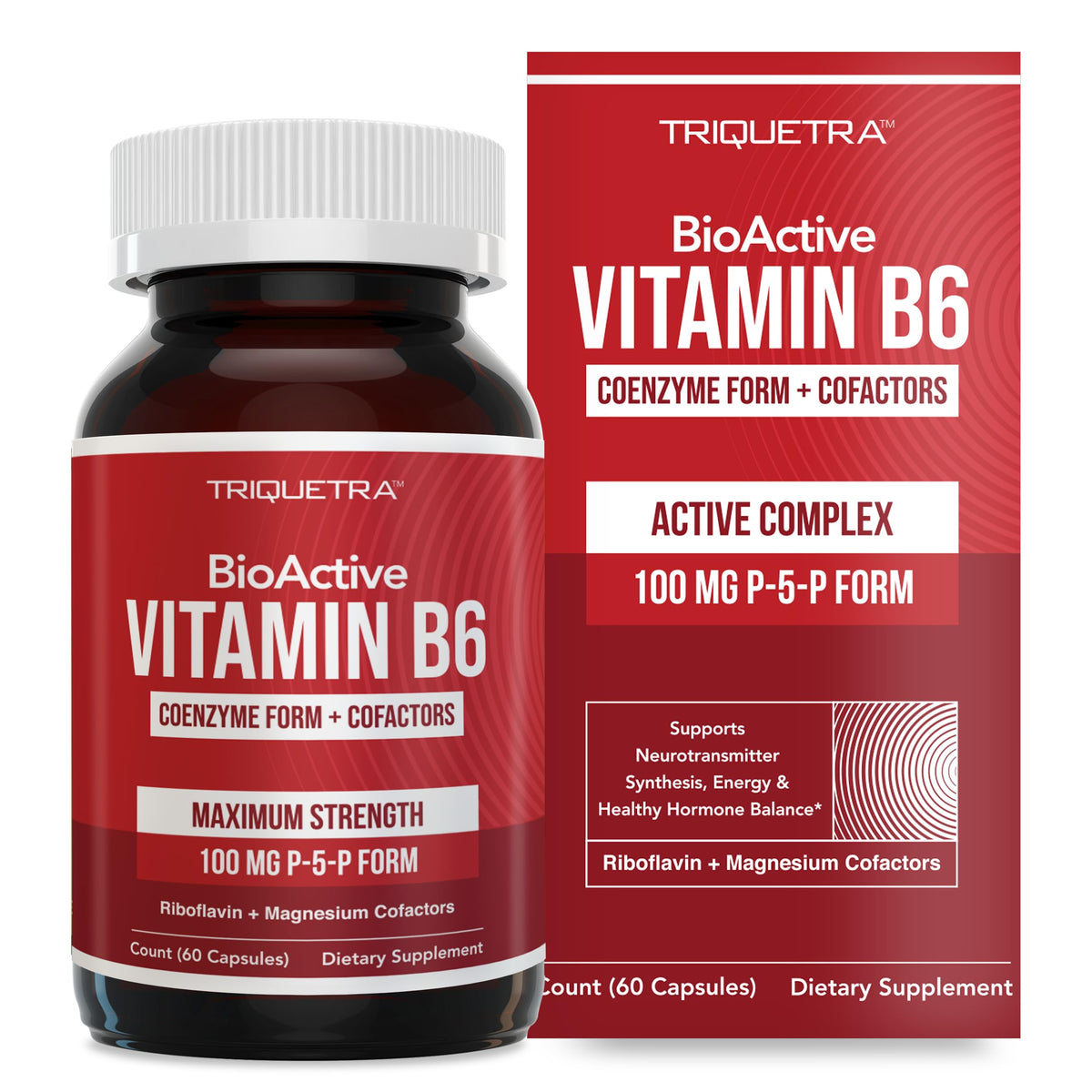 Triquetra Health BioActive B6 100mg supplement front view