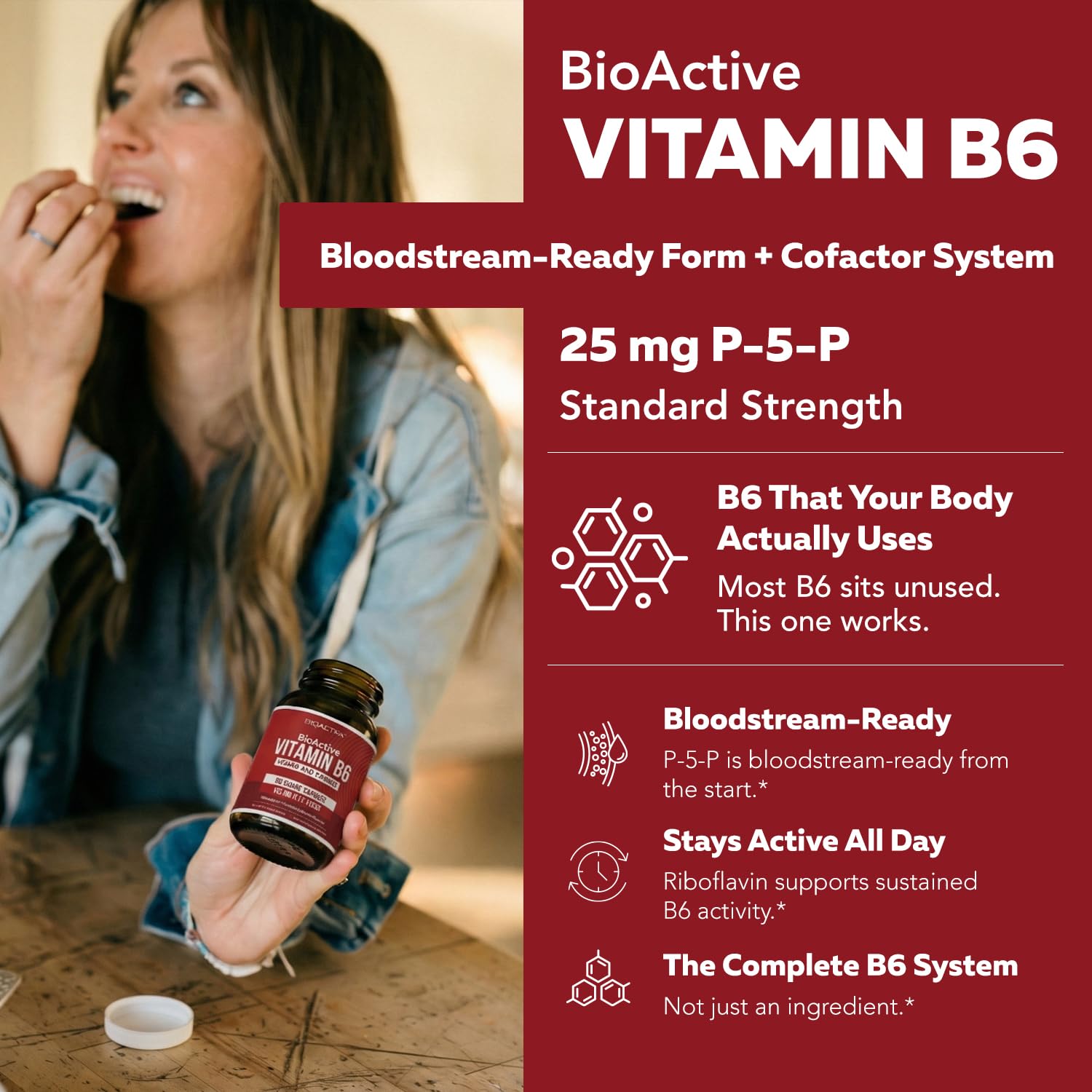 Triquetra Health BioActive B6 25mg supplement side view