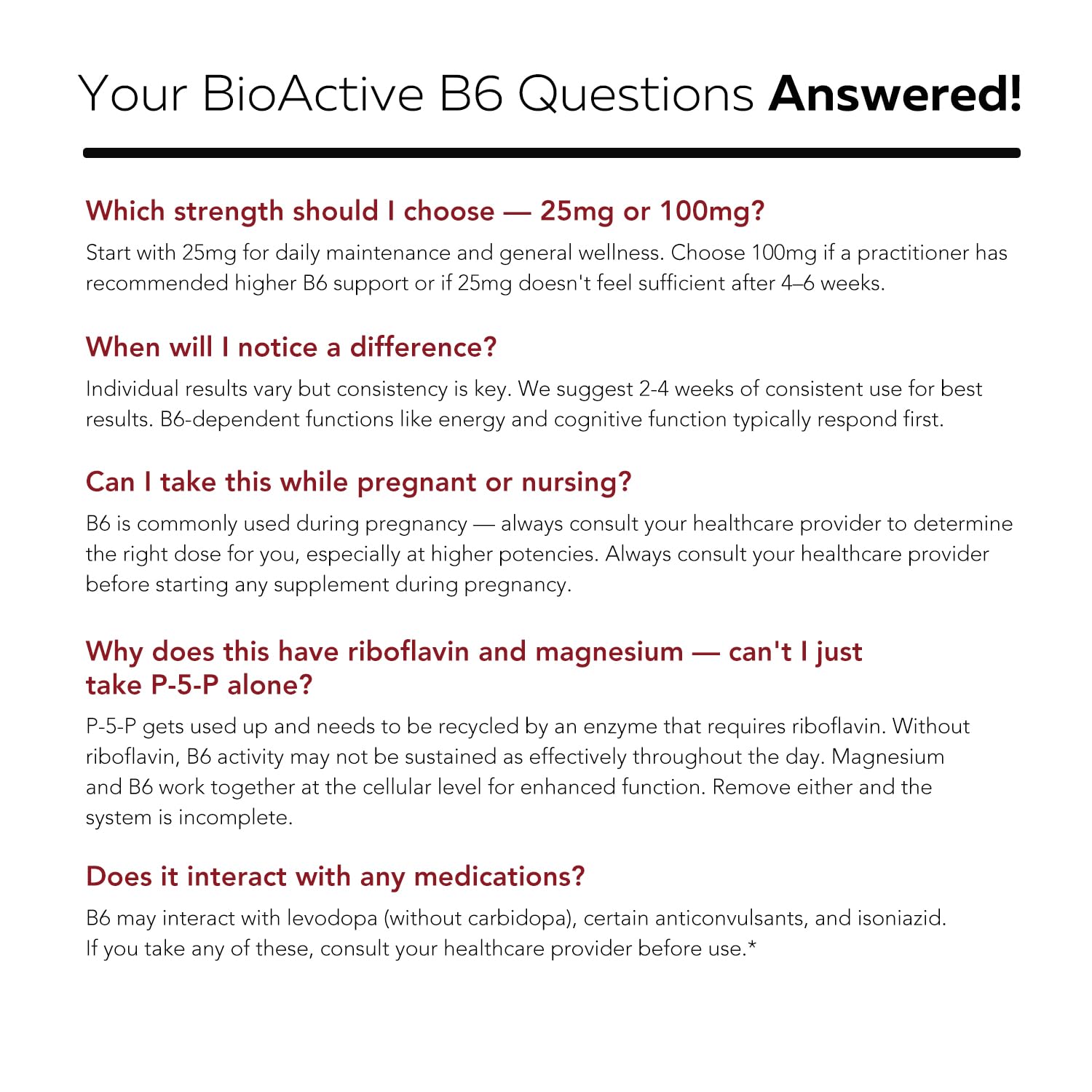 Triquetra Health BioActive B6 25mg supplement with a measuring spoon