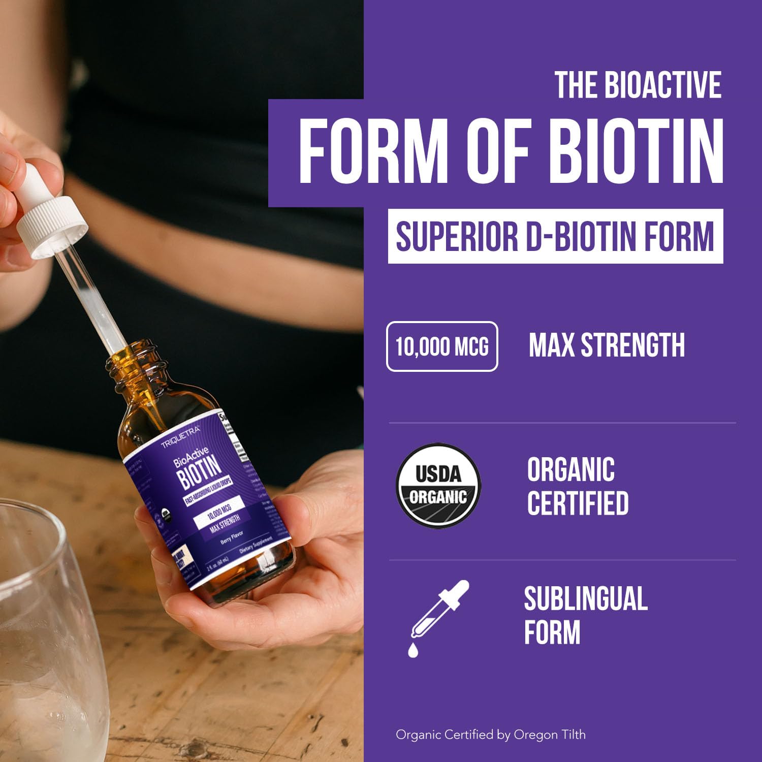 Triquetra Health Biotin Liquid Supplement bottle side view