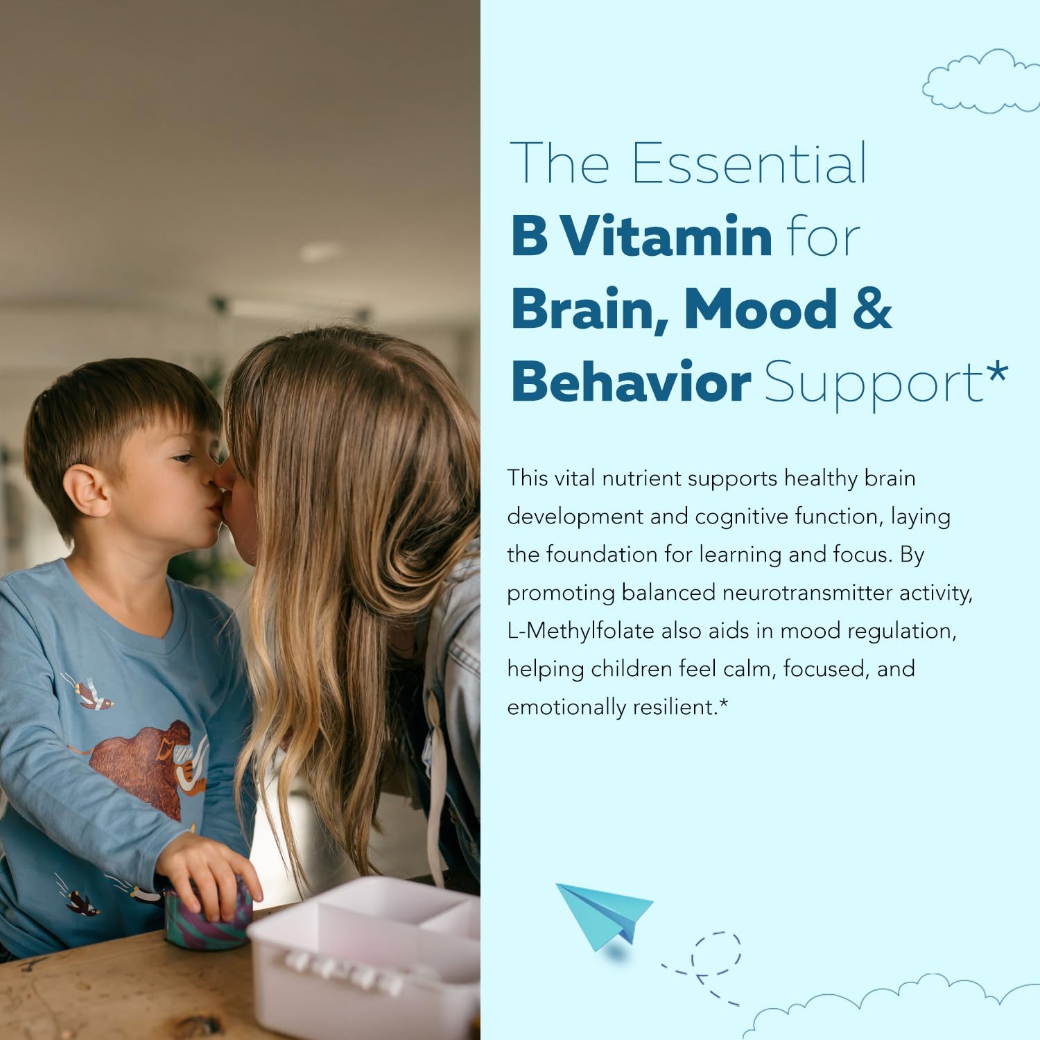 Triquetra Health Children's Methylfolate B12 Supplement back view with ingredient list