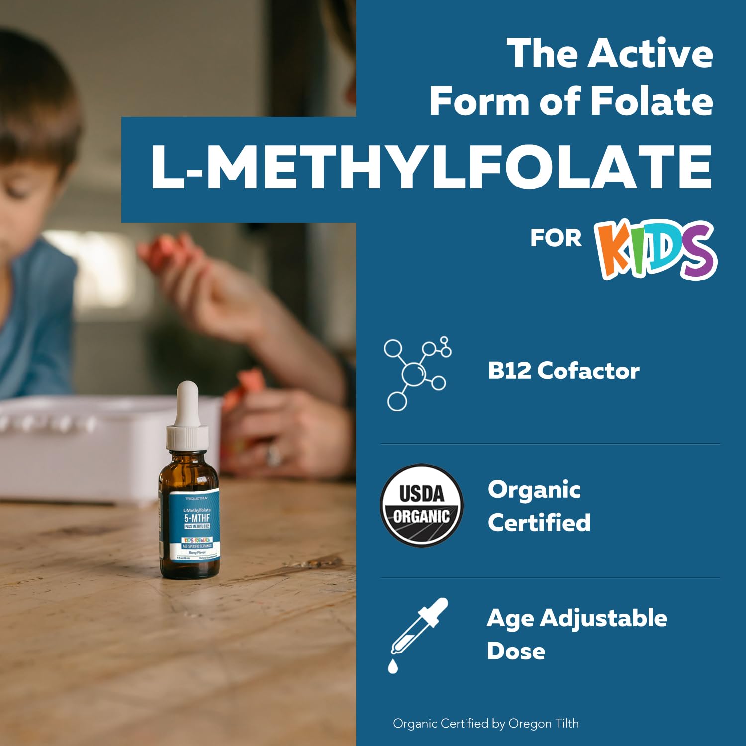 Triquetra Health Children's Methylfolate B12 Supplement side view
