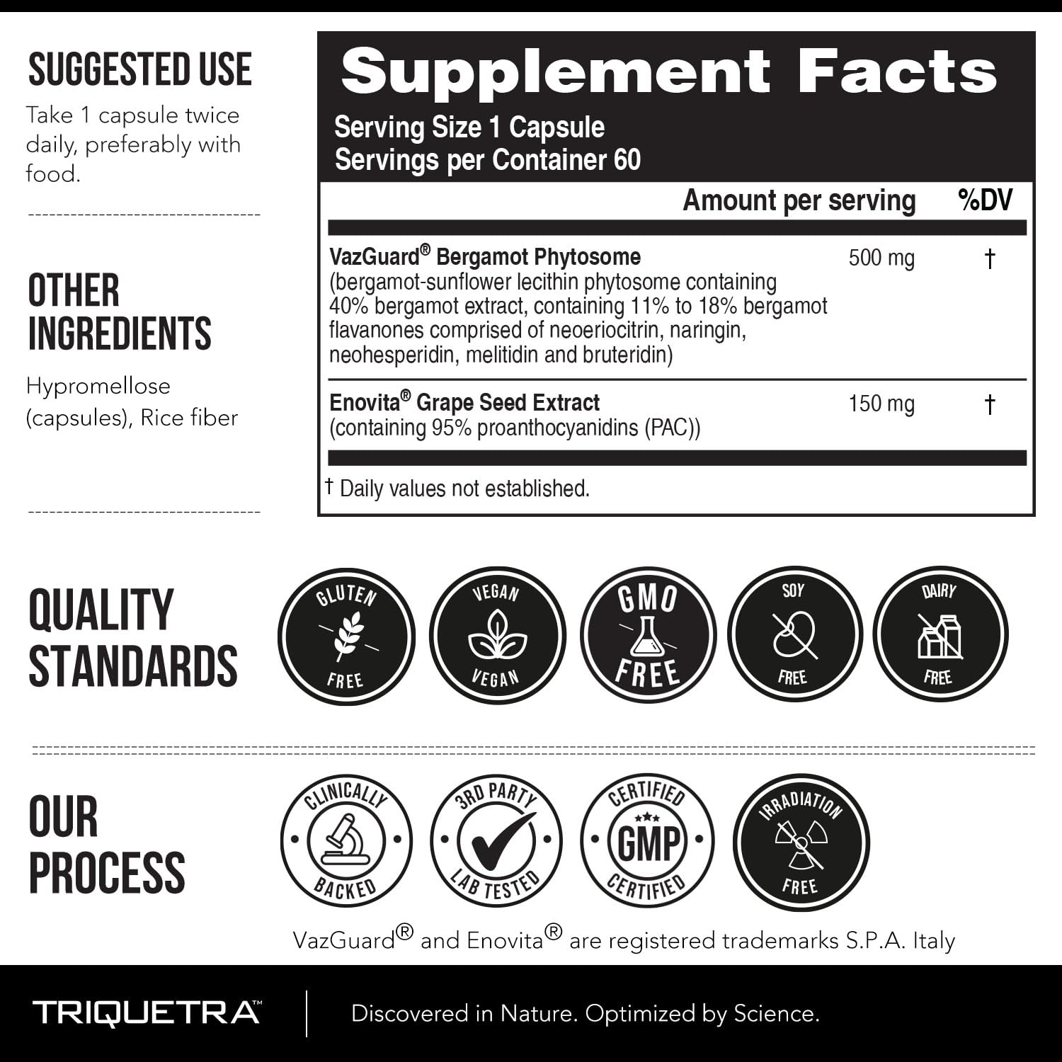 Triquetra Health Citrus Bergamot & Grape Seed Extract 200g with a measuring spoon