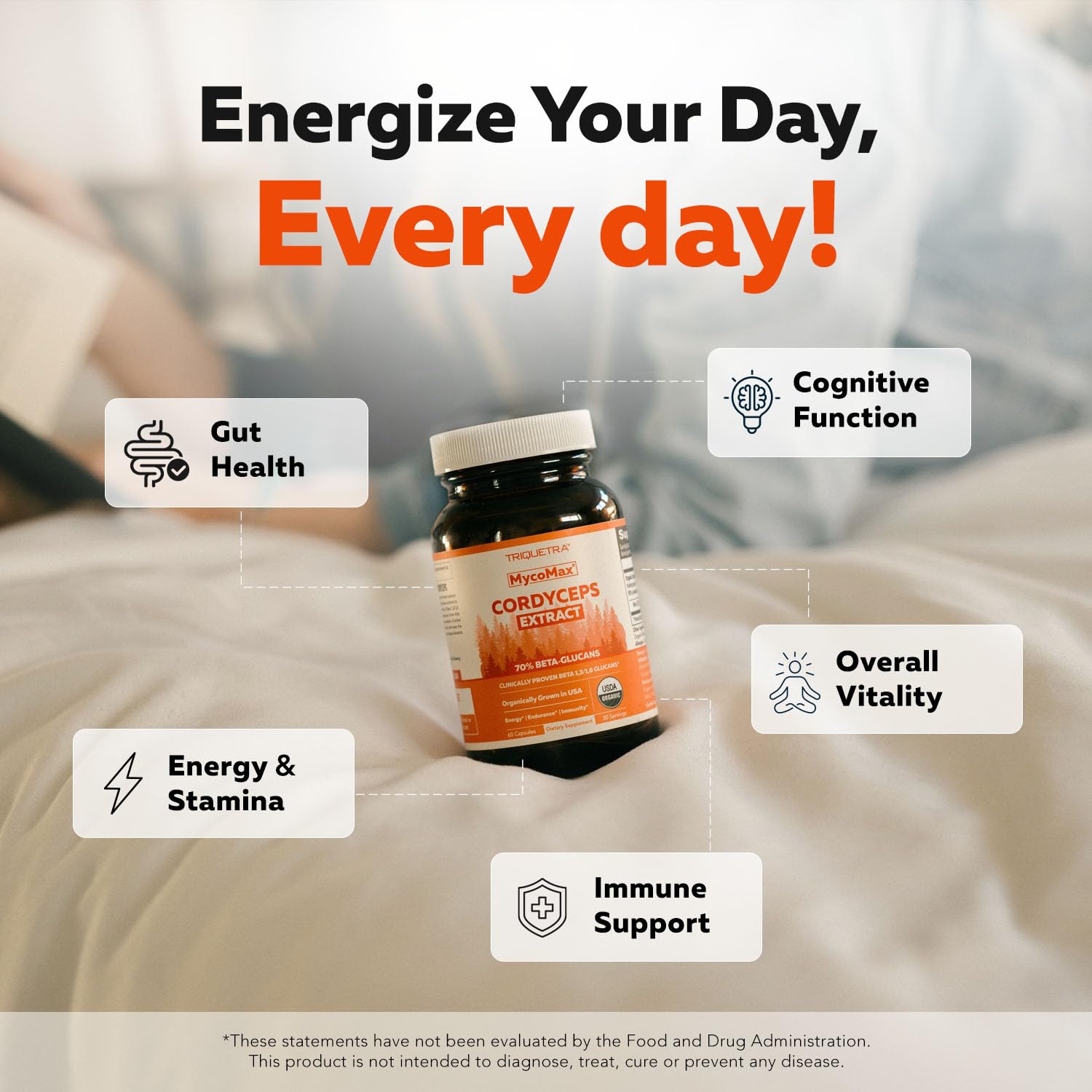Triquetra Health Cordyceps Mushroom Capsules side view