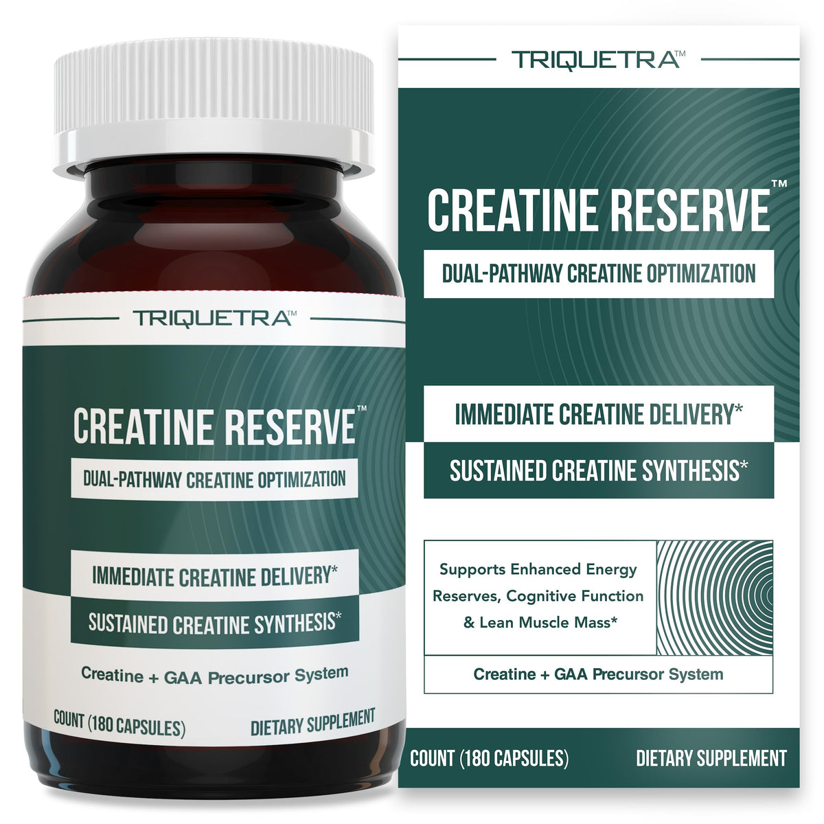 Triquetra Health Creatine Reserve 750mg GAA 180 Capsules front view