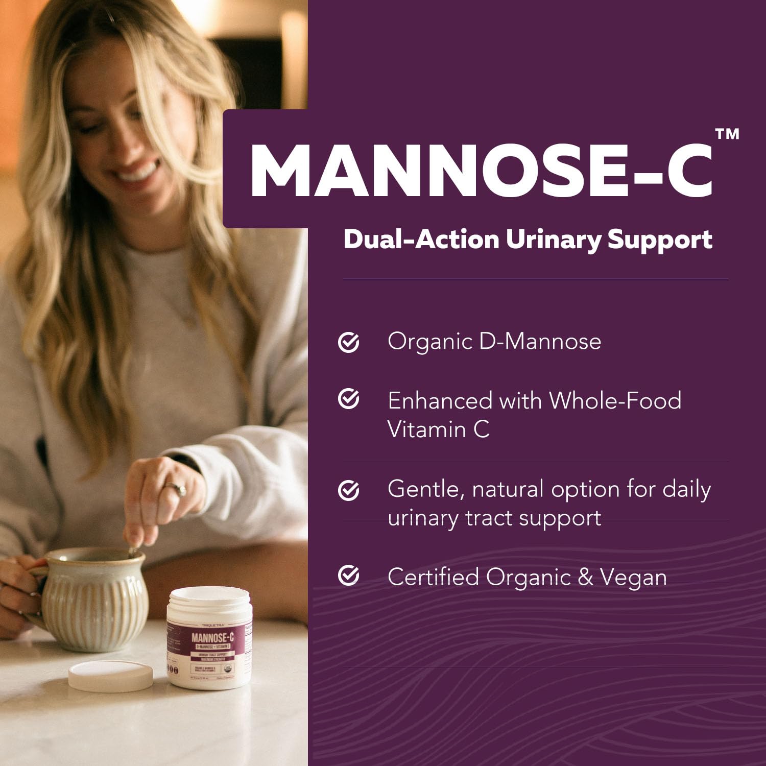 Triquetra Health D-Mannose 1500mg supplement side view