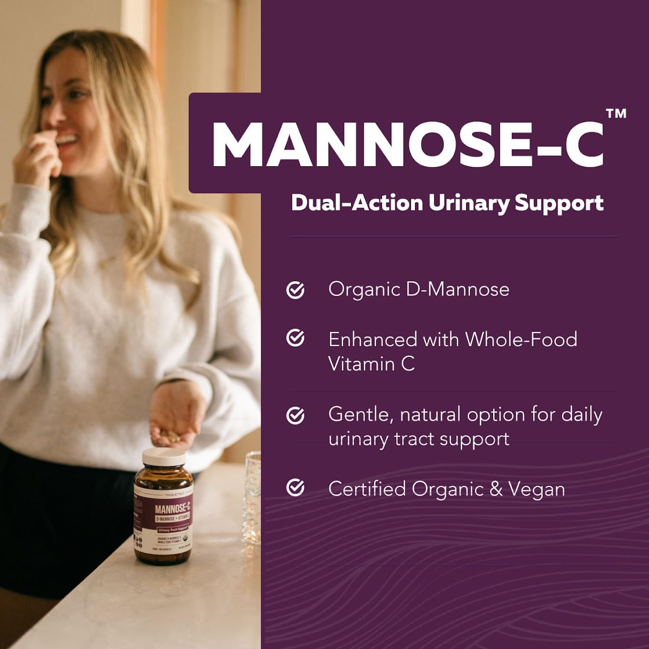 Triquetra Health D-Mannose 1500mg supplement side view