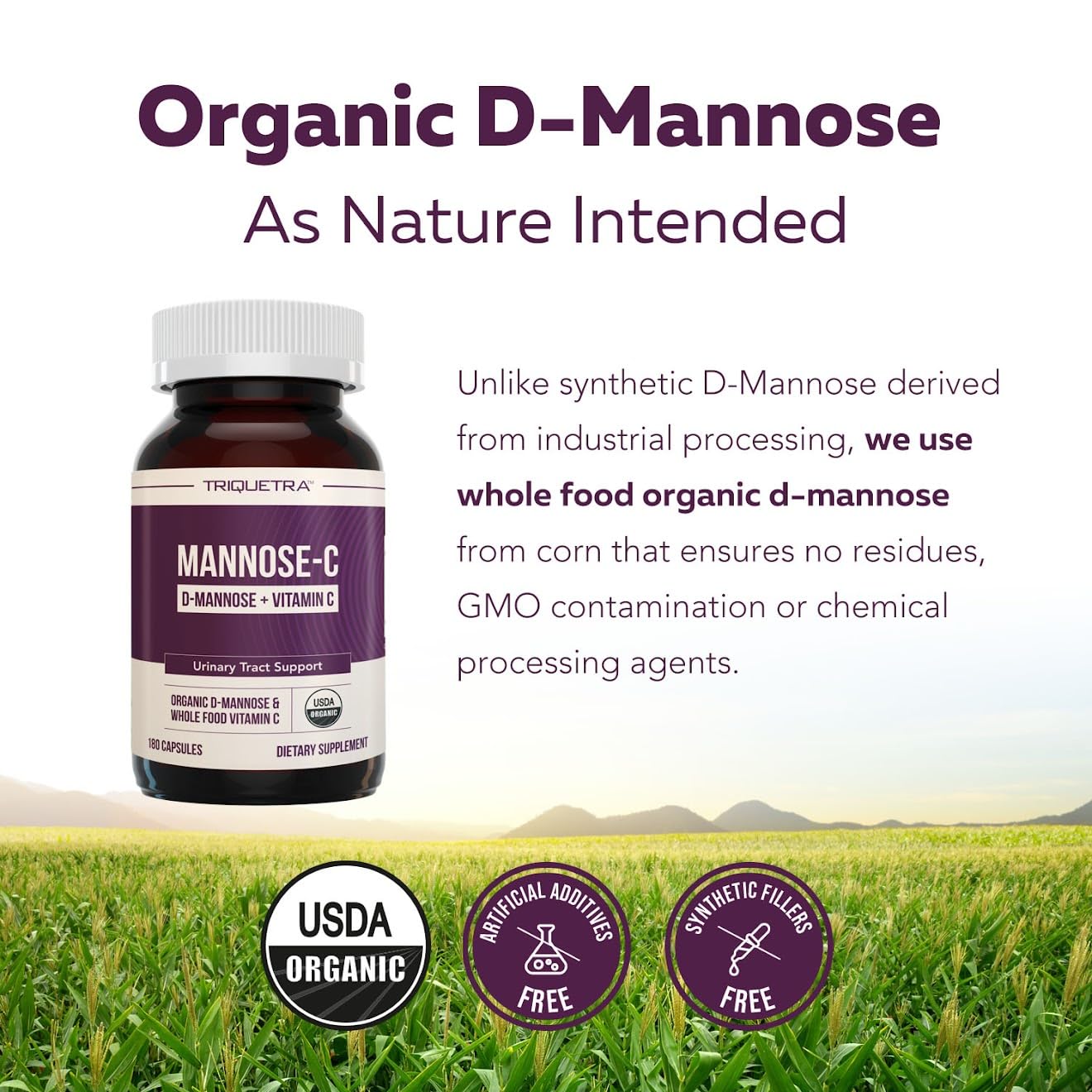 Triquetra Health D-Mannose supplement on a wooden table