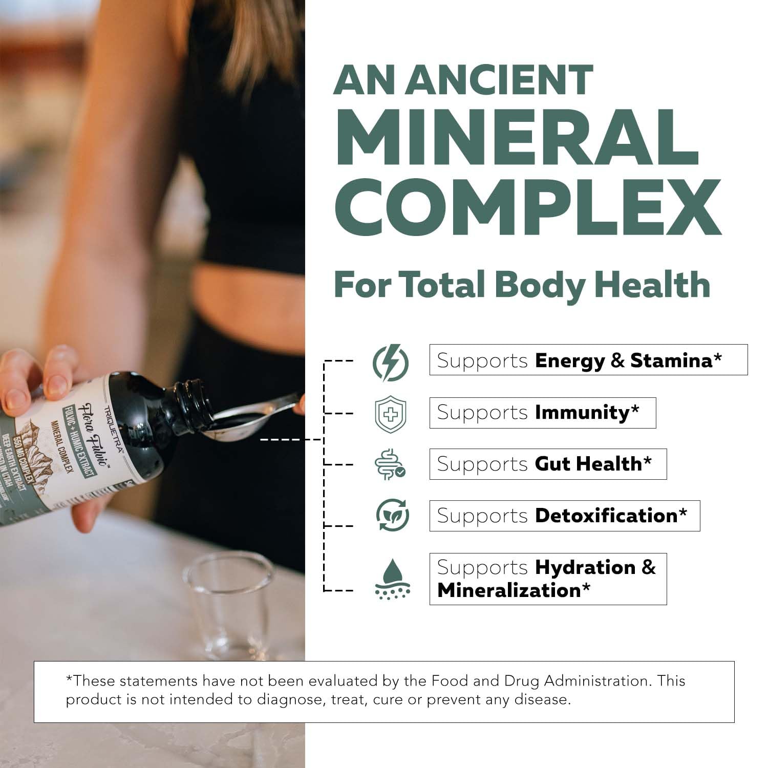 Triquetra Health Flora Fulvic Trace Mineral Complex capsule close-up
