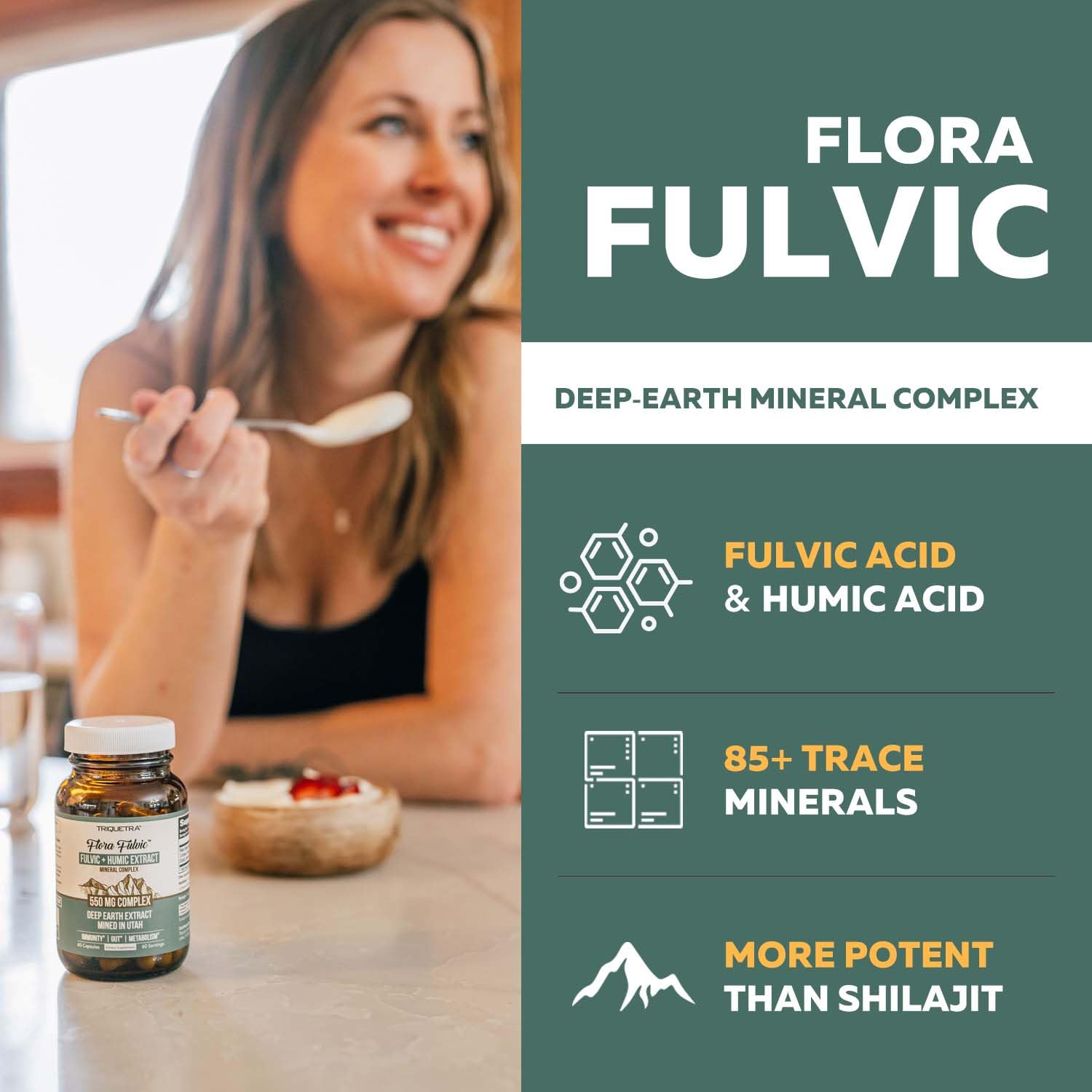 Triquetra Health Flora Fulvic Trace Mineral Complex side view