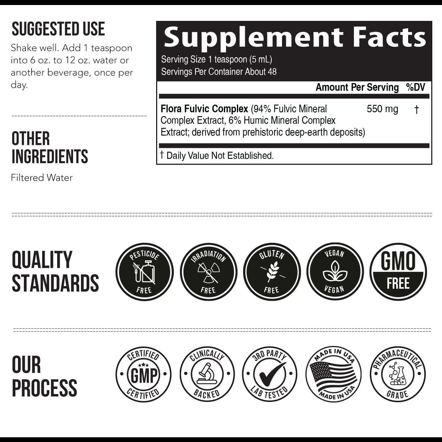 Triquetra Health Flora Fulvic Trace Mineral Complex with a measuring spoon