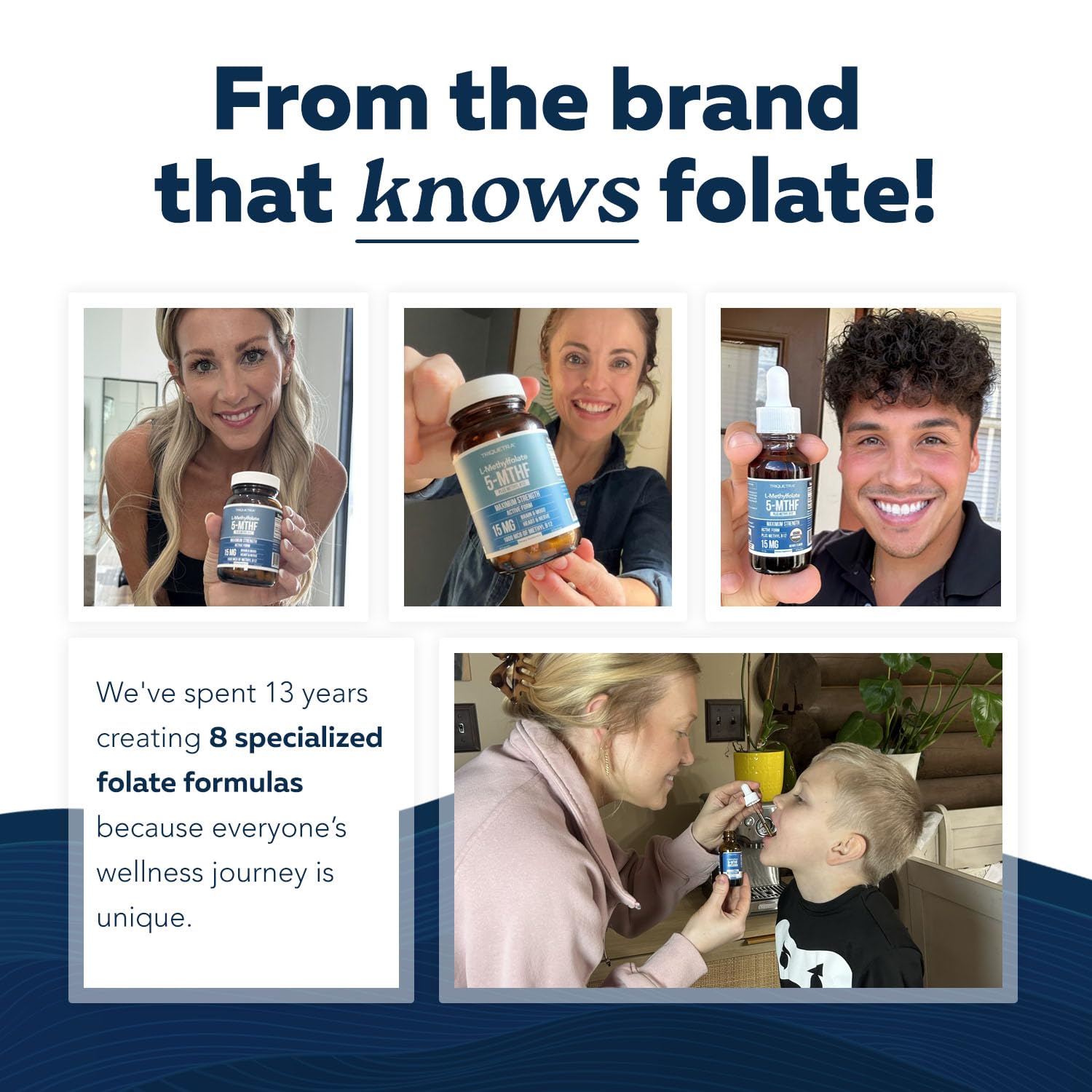 Triquetra Health Folinic Acid Liquid Drops displayed with other supplements