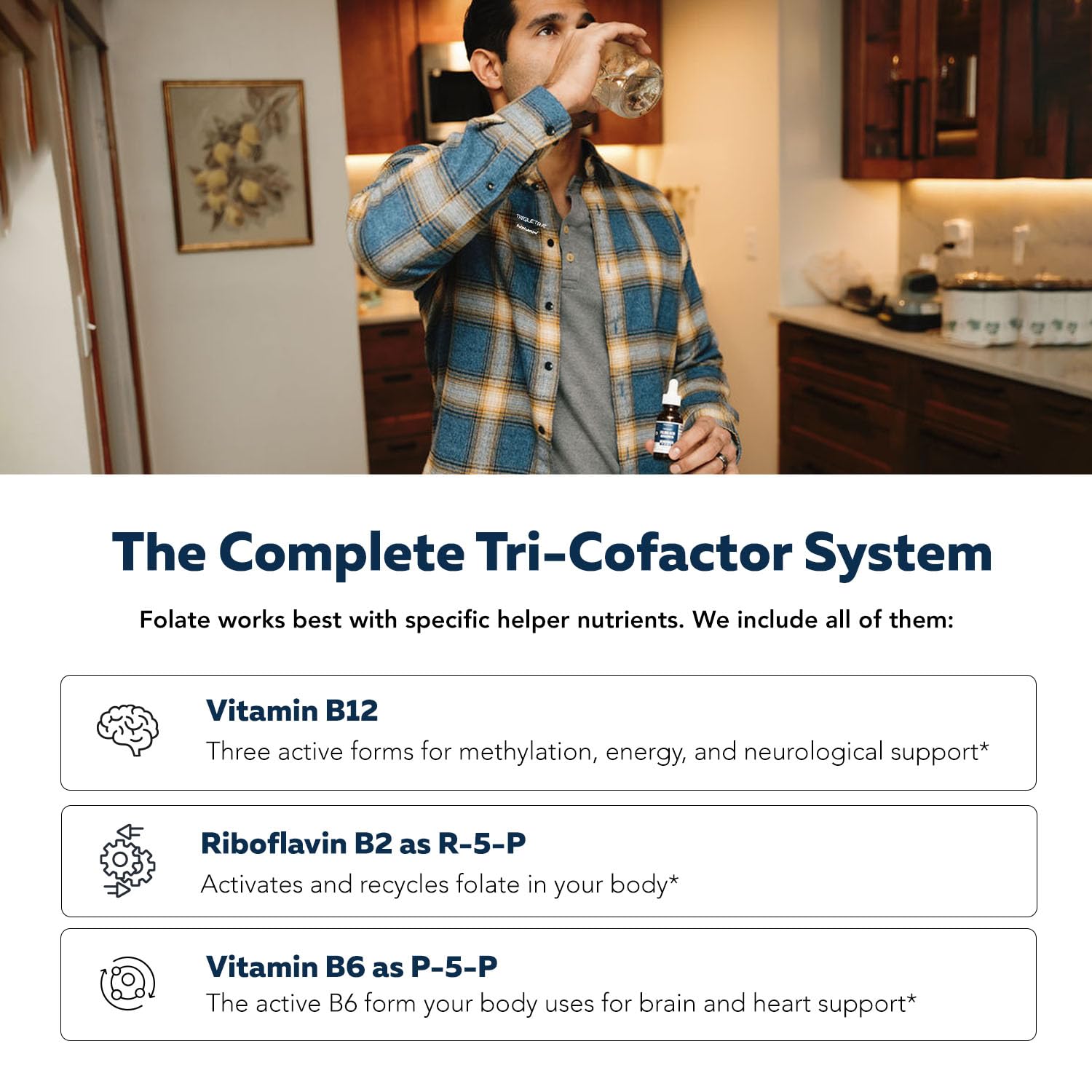 Triquetra Health Folinic Acid Liquid Drops showing serving size