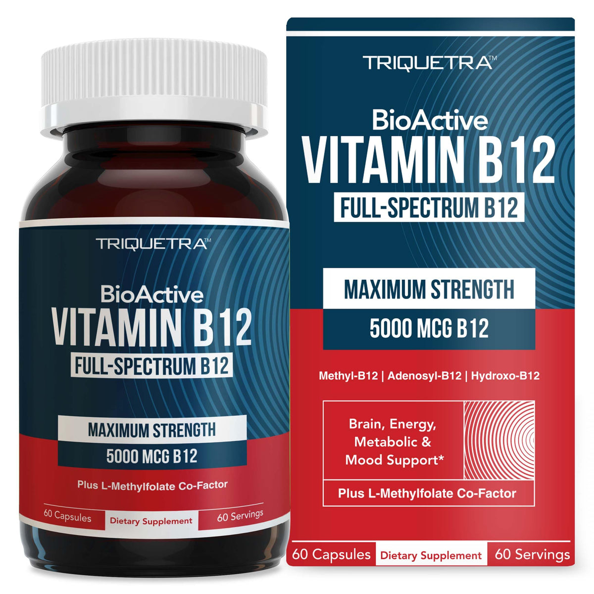 Triquetra Health Full-Spectrum Vitamin B12 5000 mcg supplement front view