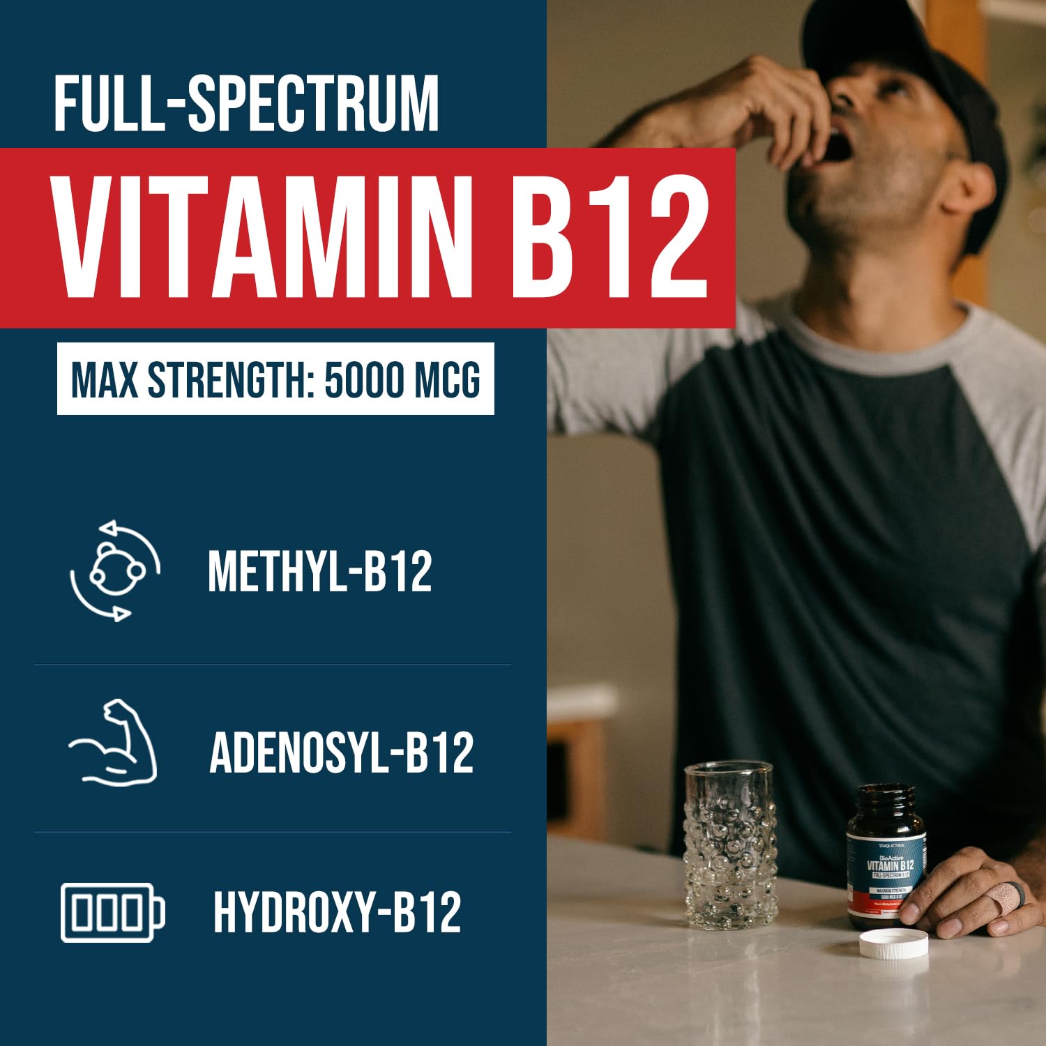 Triquetra Health Full-Spectrum Vitamin B12 5000 mcg supplement side view