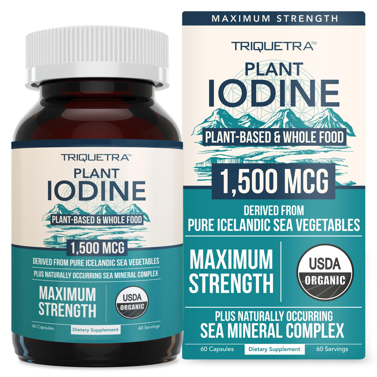 Triquetra Health Iodine Supplement 1500 mcg front view of bottle