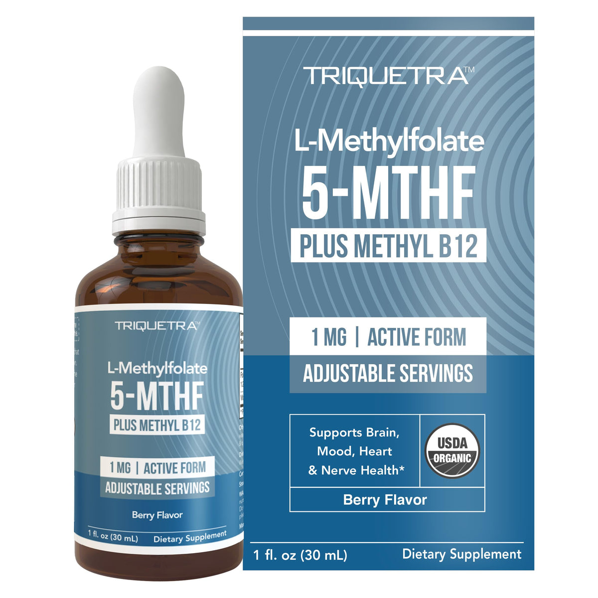Triquetra Health L-Methylfolate 1000 mcg liquid supplement front view