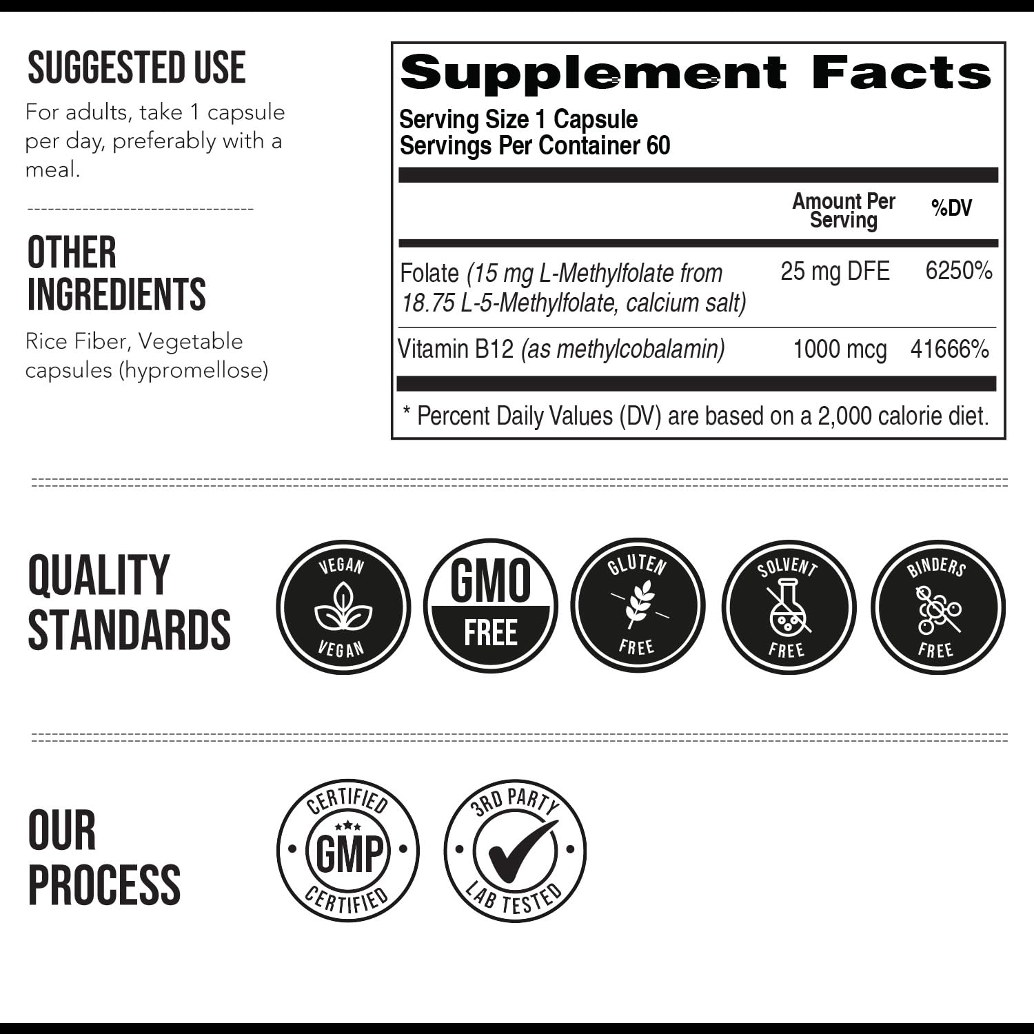 Triquetra Health L-Methylfolate 15mg supplement on a wooden table