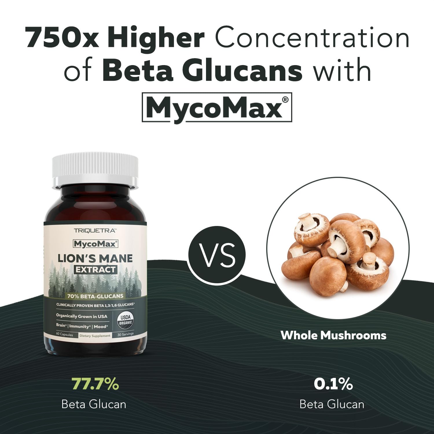 Triquetra Health MycoMax Lion's Mane Mushroom Capsules close-up of ingredients