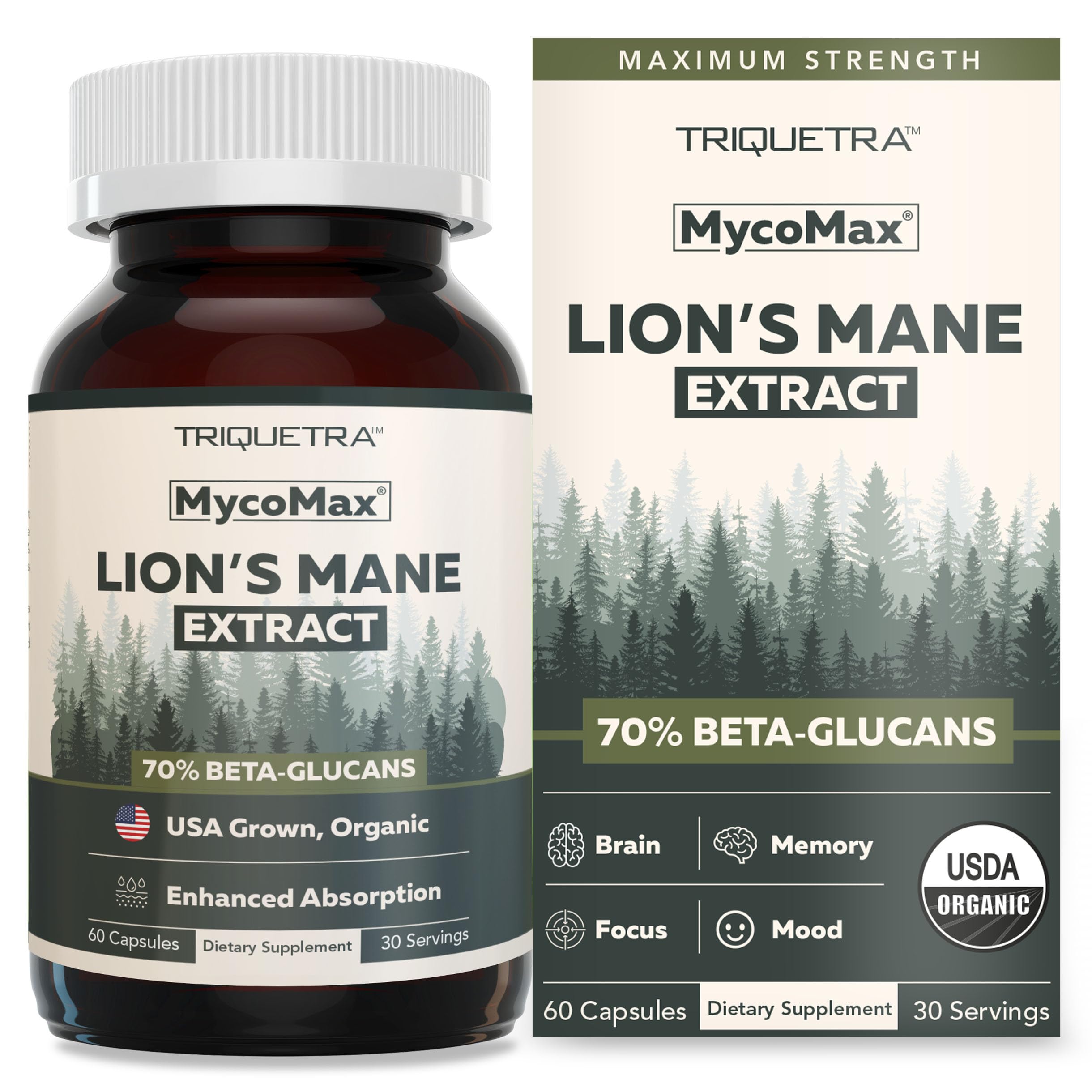 Triquetra Health MycoMax Lion's Mane Mushroom Capsules front view