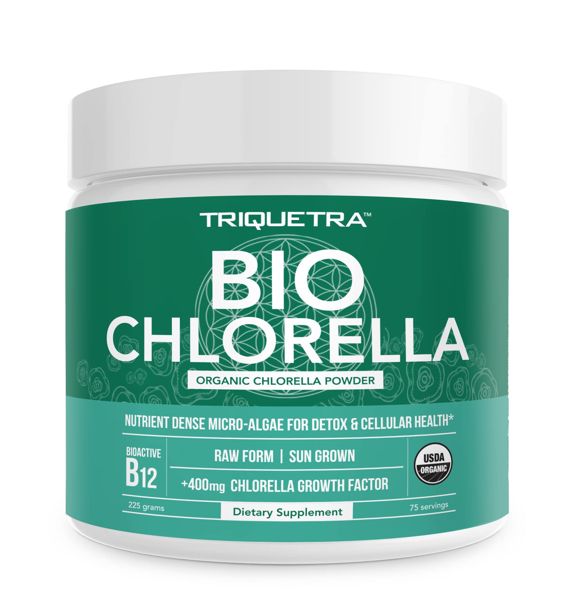 Triquetra Health Organic Chlorella Powder 225g front view