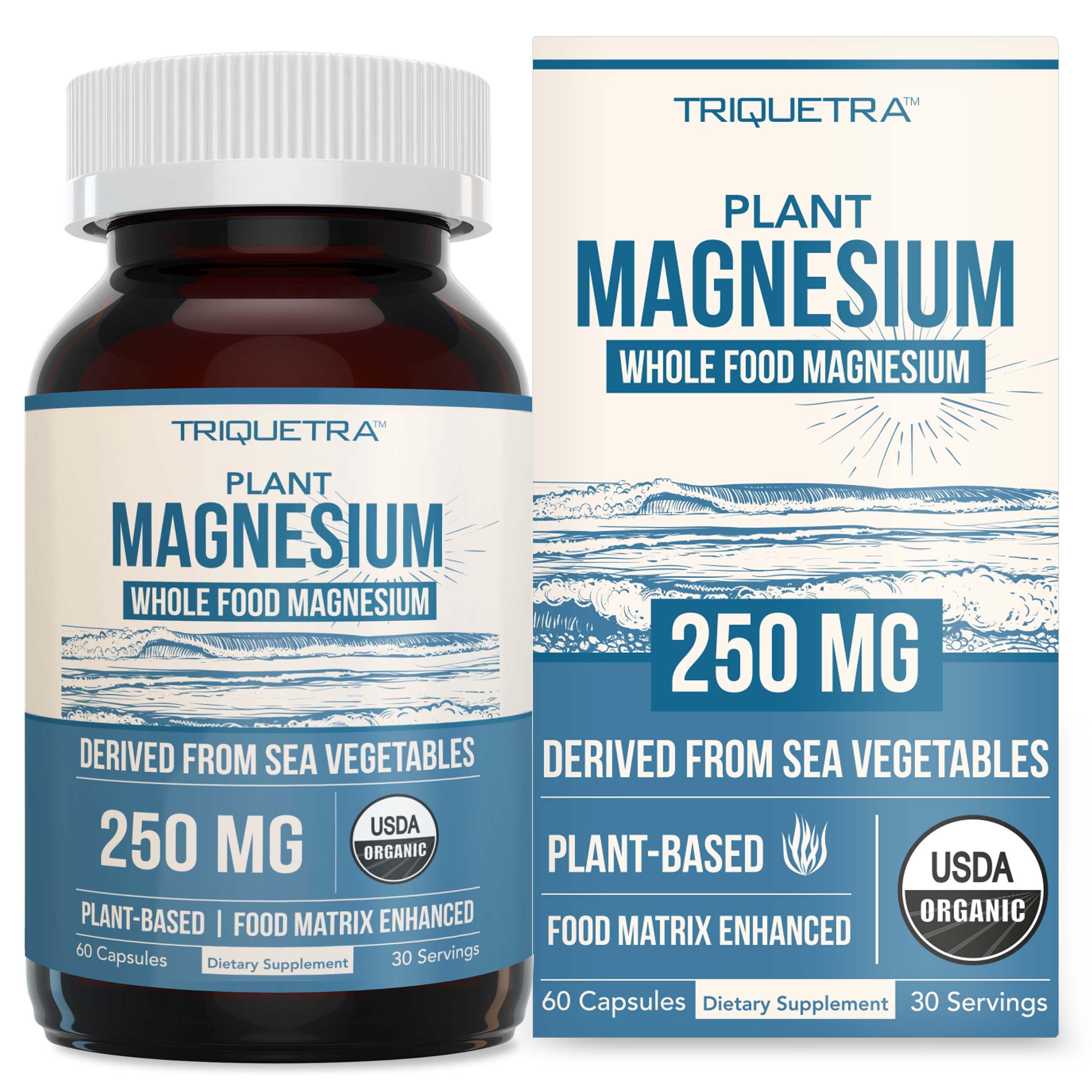 Triquetra Health Organic Plant-Based Magnesium capsule bottle front view