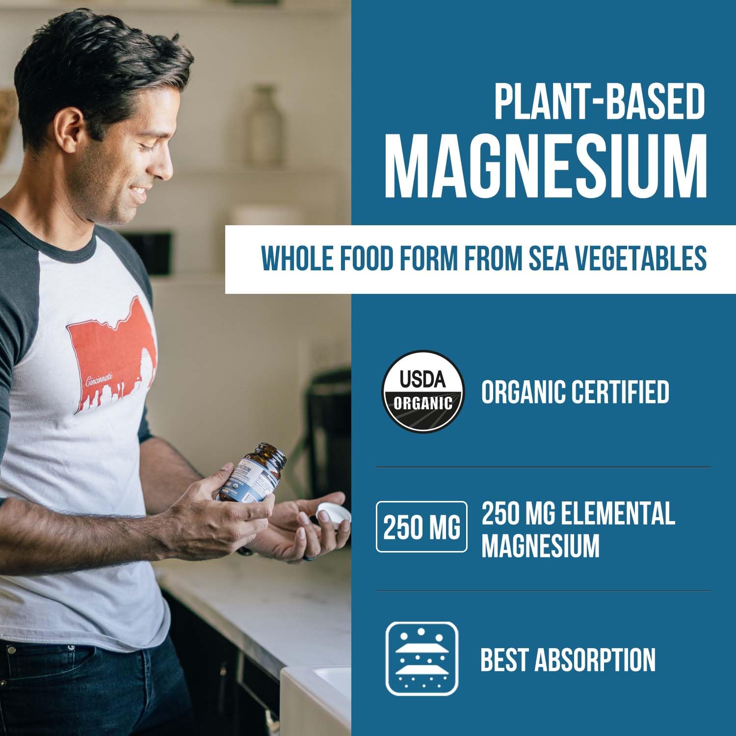 Triquetra Health Organic Plant-Based Magnesium vegetarian capsules close-up