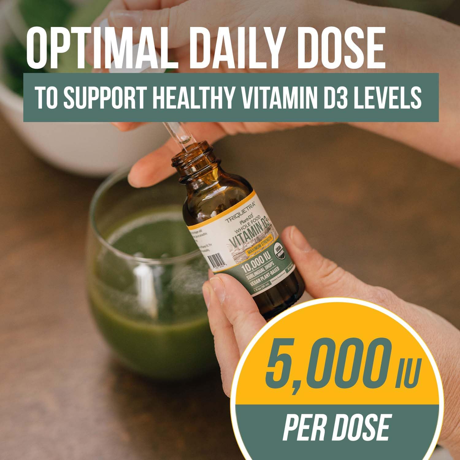 Triquetra Health Organic Vitamin D3 5000 IU Liquid Drops dropper close-up