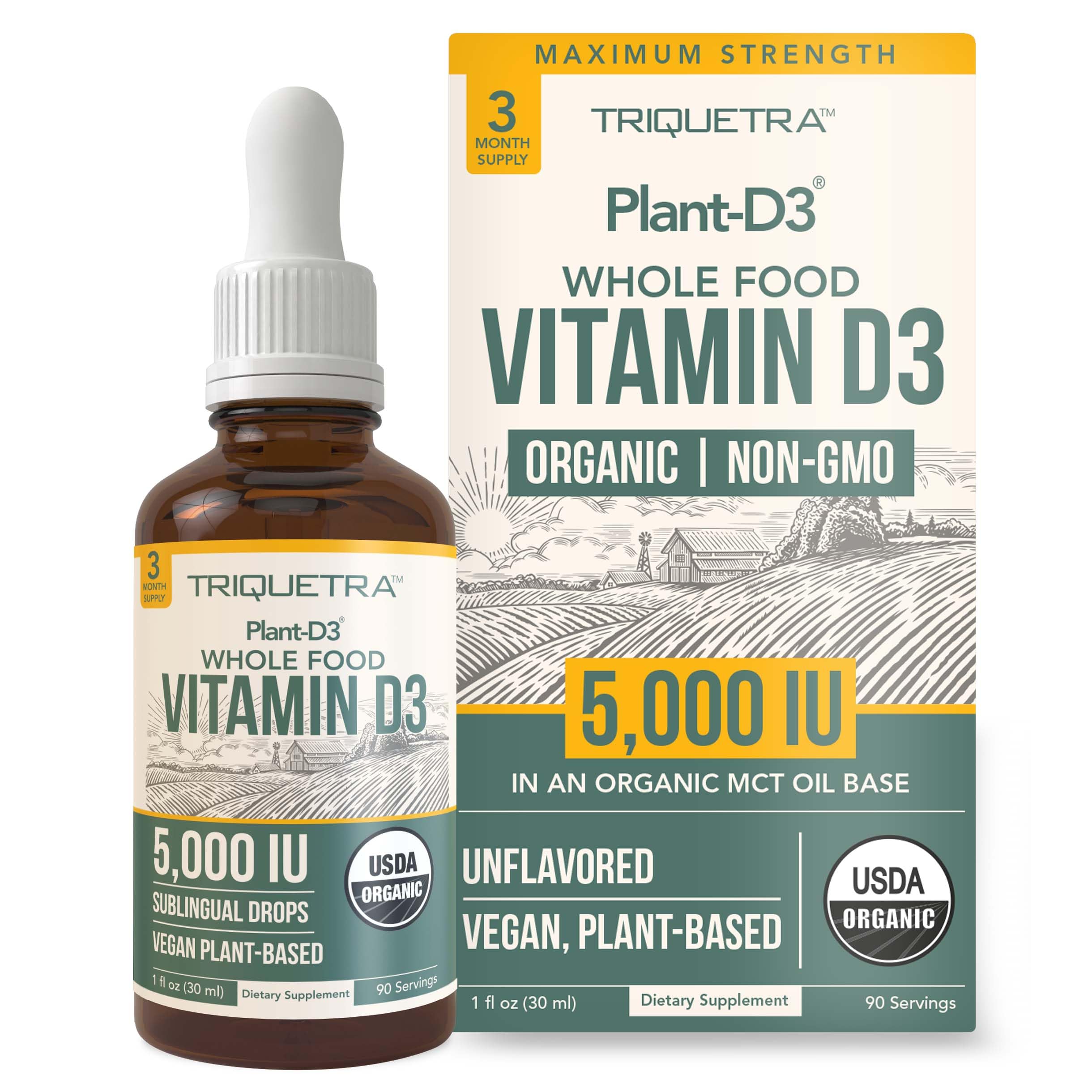 Triquetra Health Organic Vitamin D3 5000 IU Liquid Drops front view
