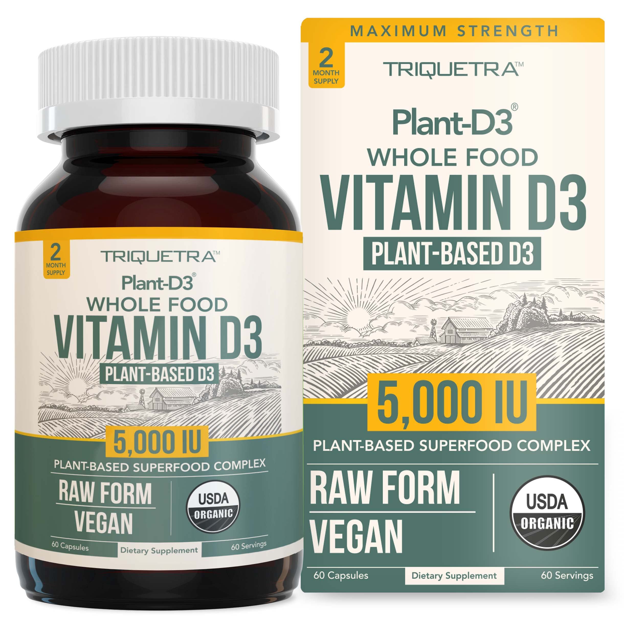 Triquetra Health Organic Vitamin D3 5000 IU supplement front view