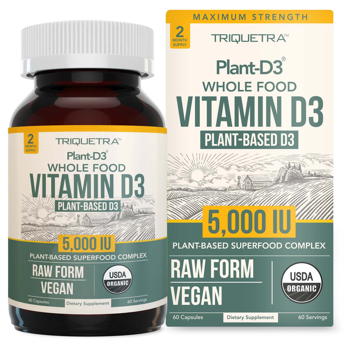 Triquetra Health Organic Vitamin D3 5000 IU supplement front view