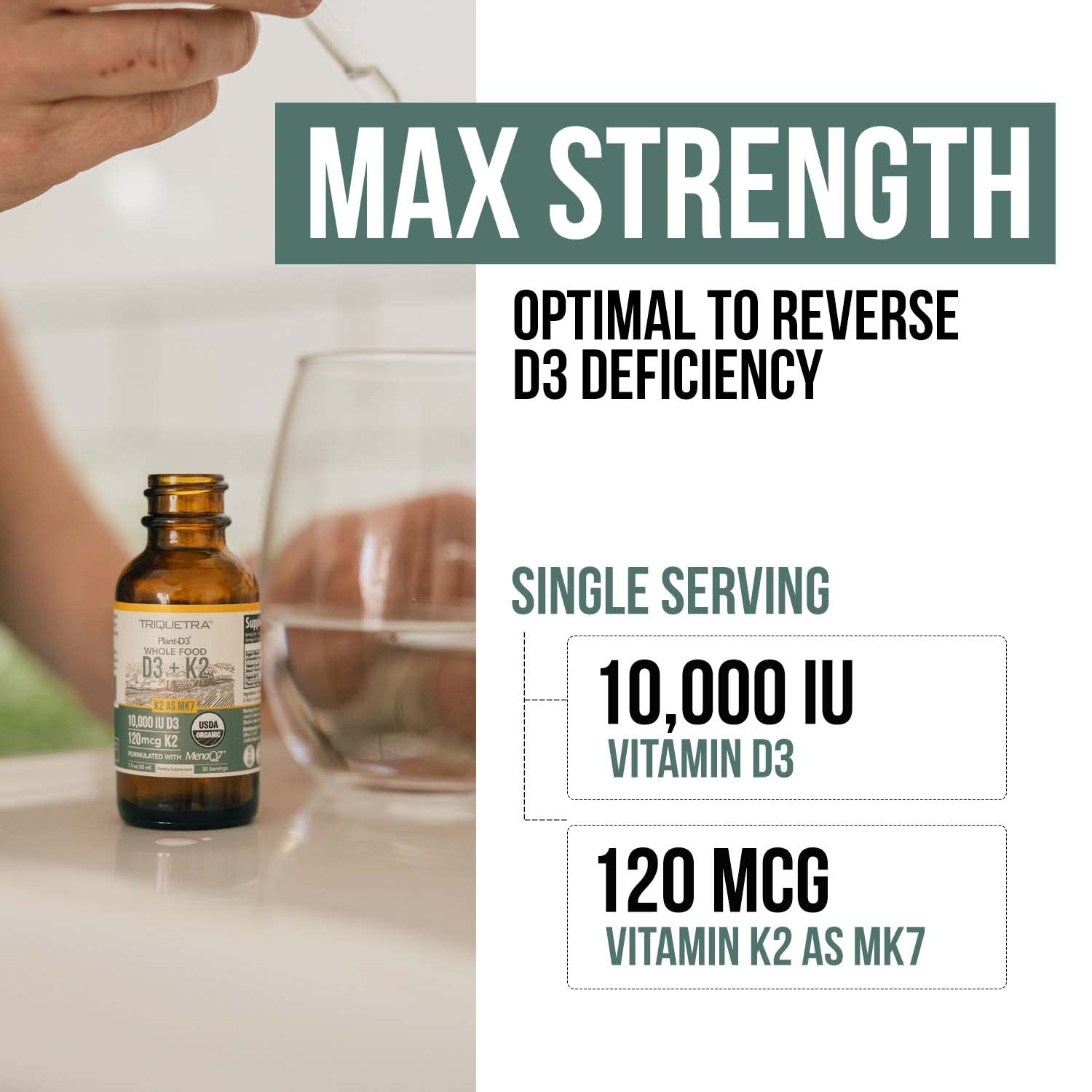 Triquetra Health Organic Vitamin D3 + K2 label close-up