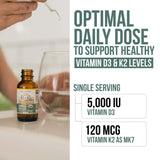 Triquetra Health Organic Vitamin D3 & K2 Liquid 5000 IU label close-up