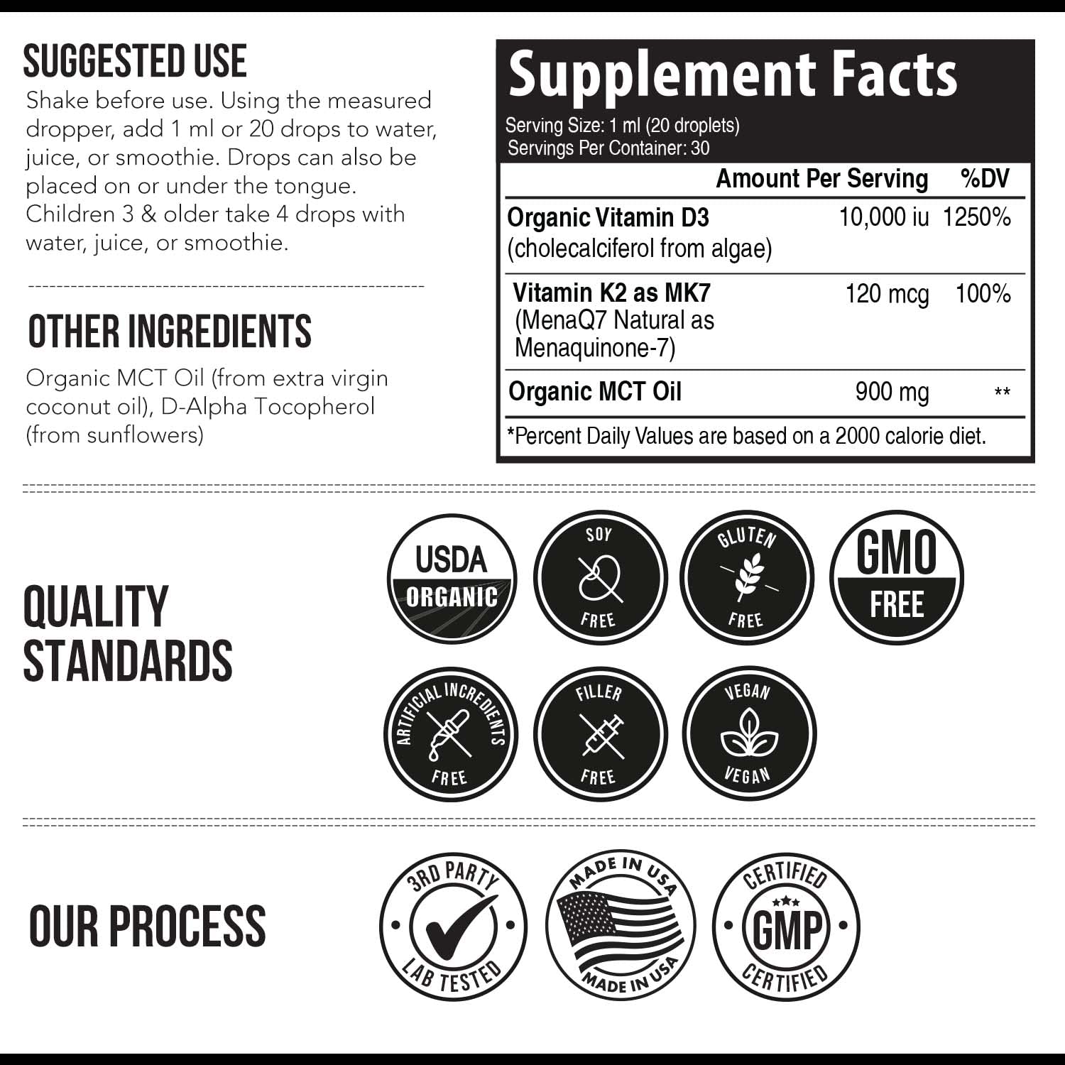 Triquetra Health Organic Vitamin D3 + K2 with coconut oil background