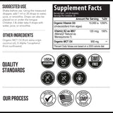 Triquetra Health Organic Vitamin D3 + K2 with coconut oil background