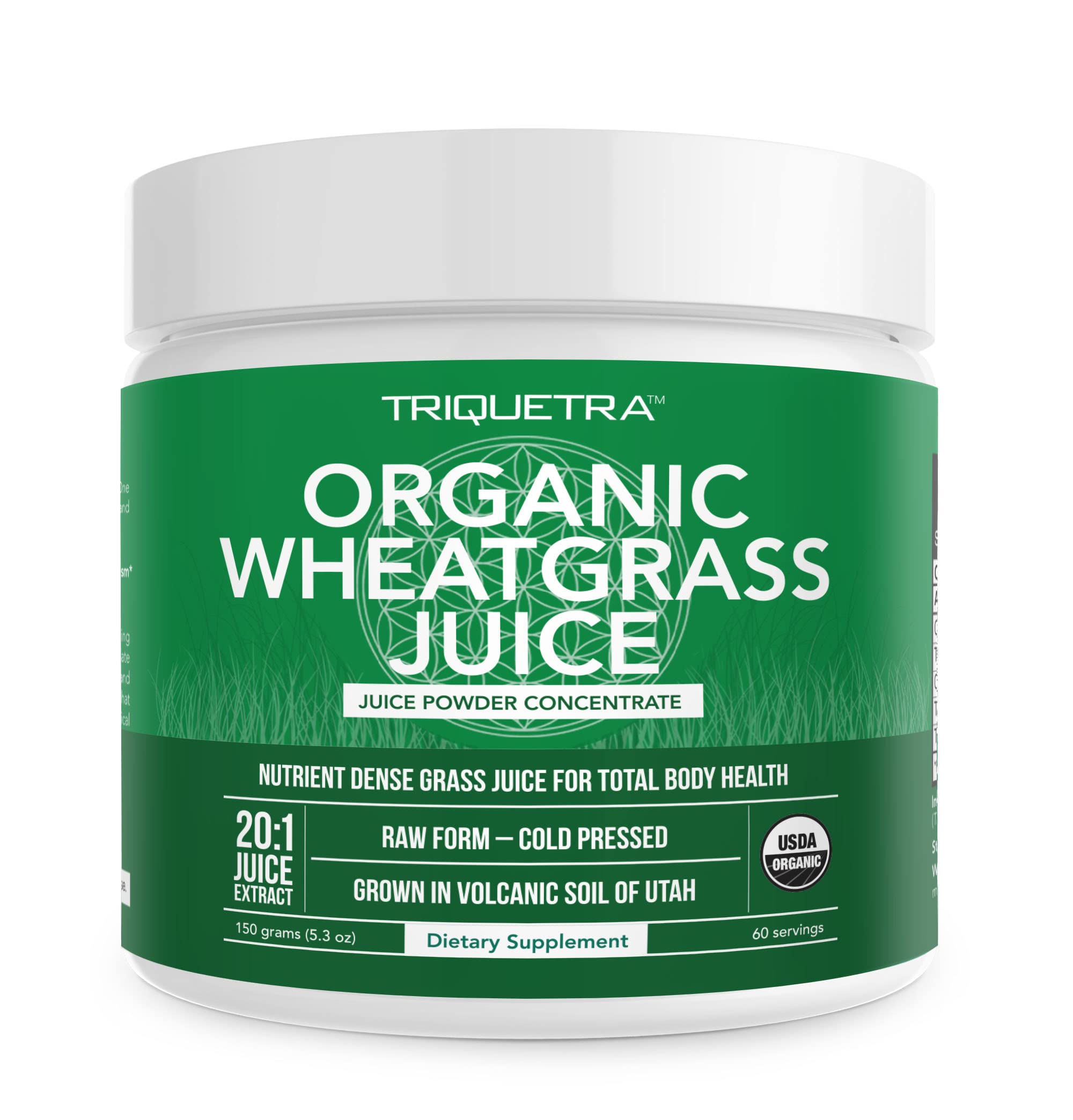 Triquetra Health Organic Wheatgrass Juice Powder 150g front view