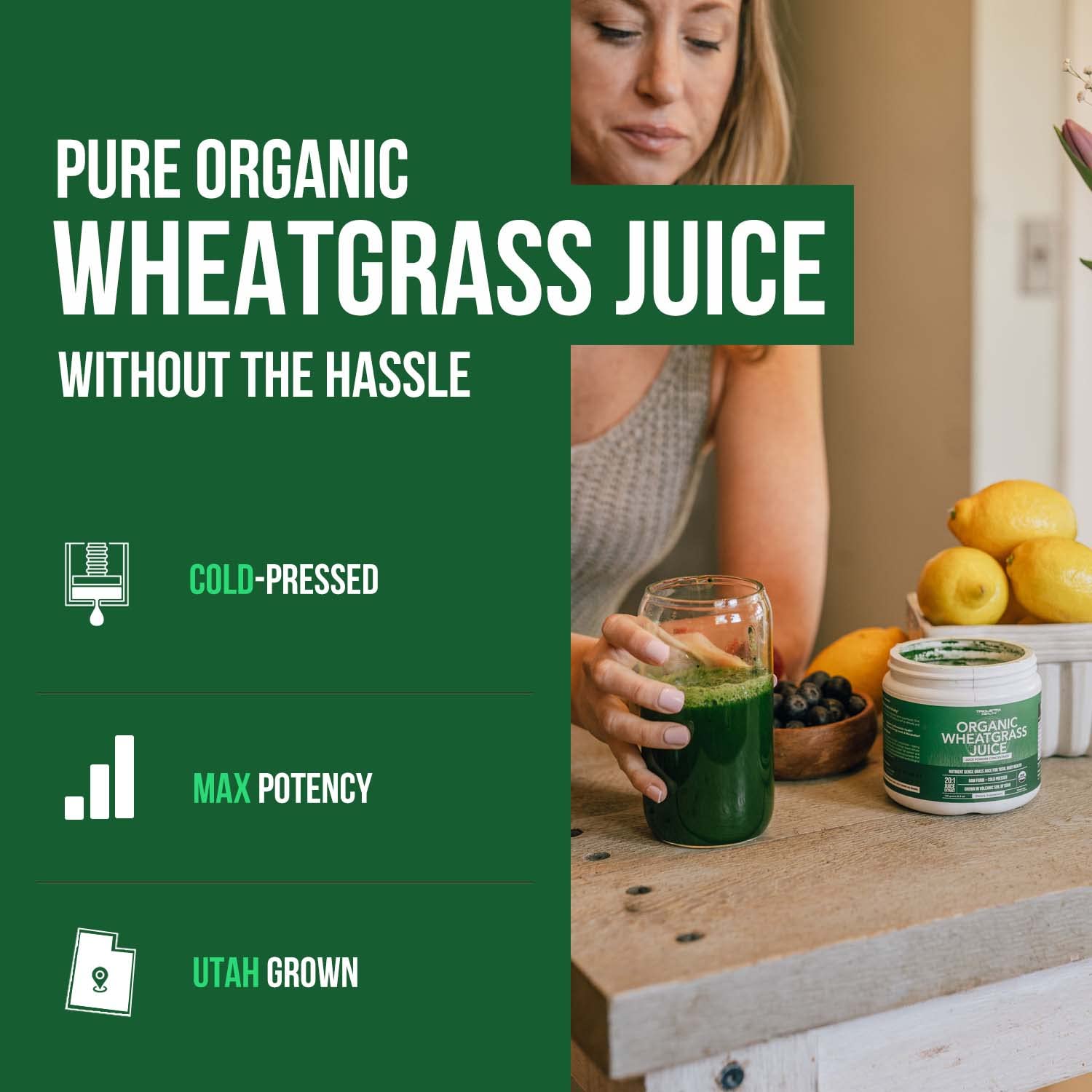 Triquetra Health Organic Wheatgrass Juice Powder 150g packaging