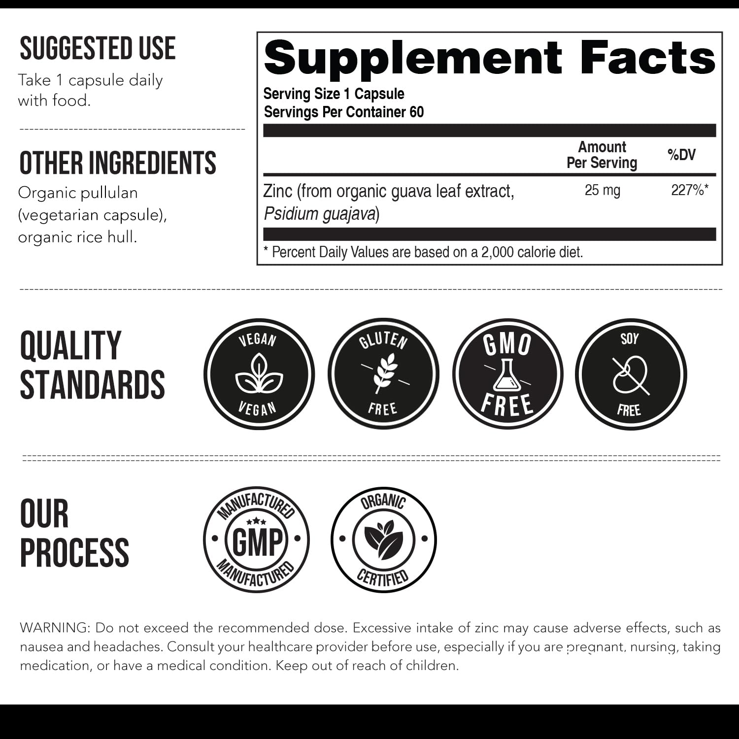 Triquetra Health Organic Zinc Supplement 200g on a wooden table