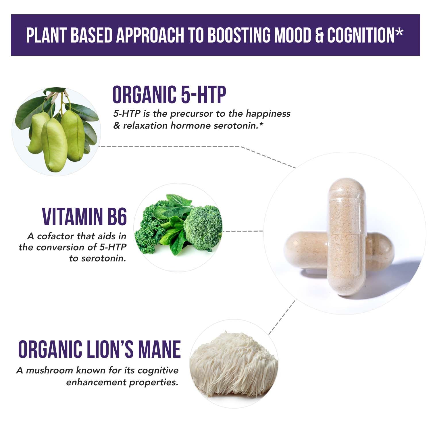 Triquetra Health Plant 5-HTP 200mg capsules back view