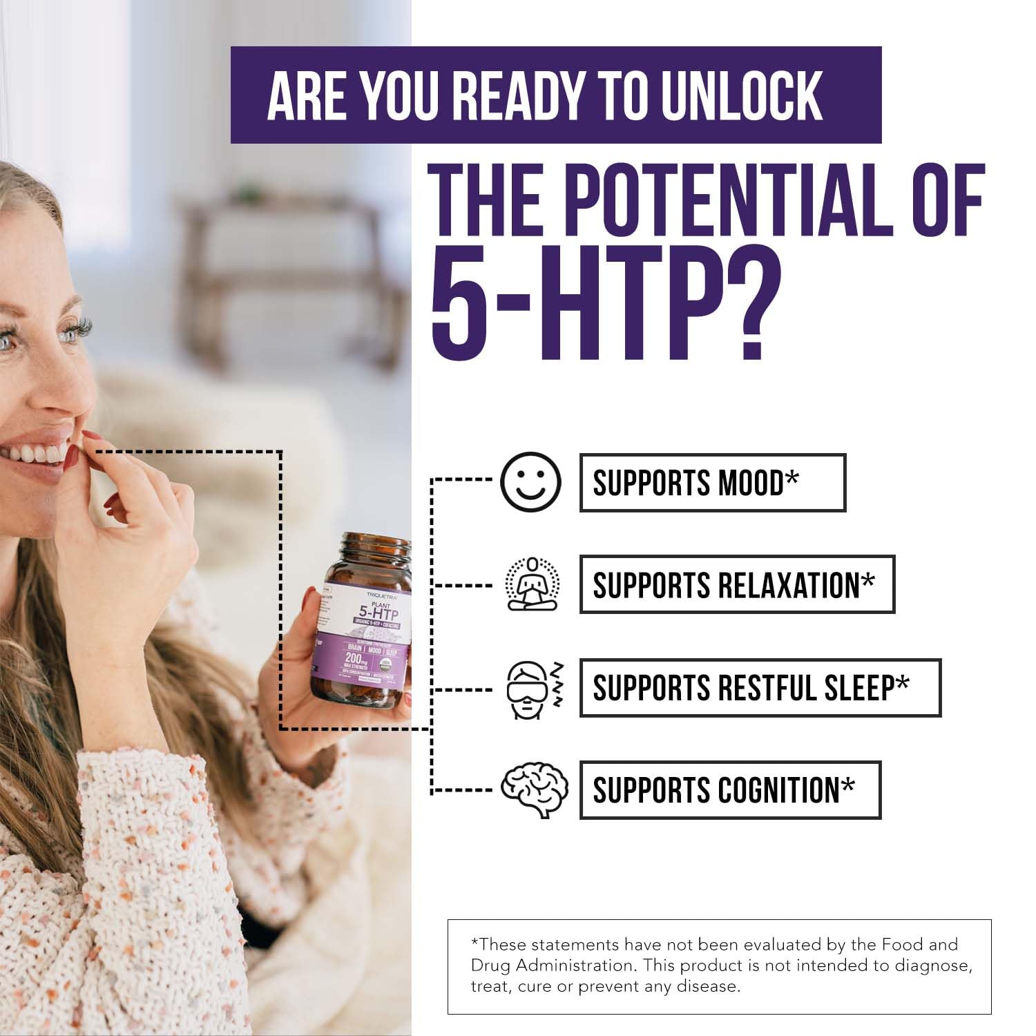 Triquetra Health Plant 5-HTP 200mg capsules with packaging
